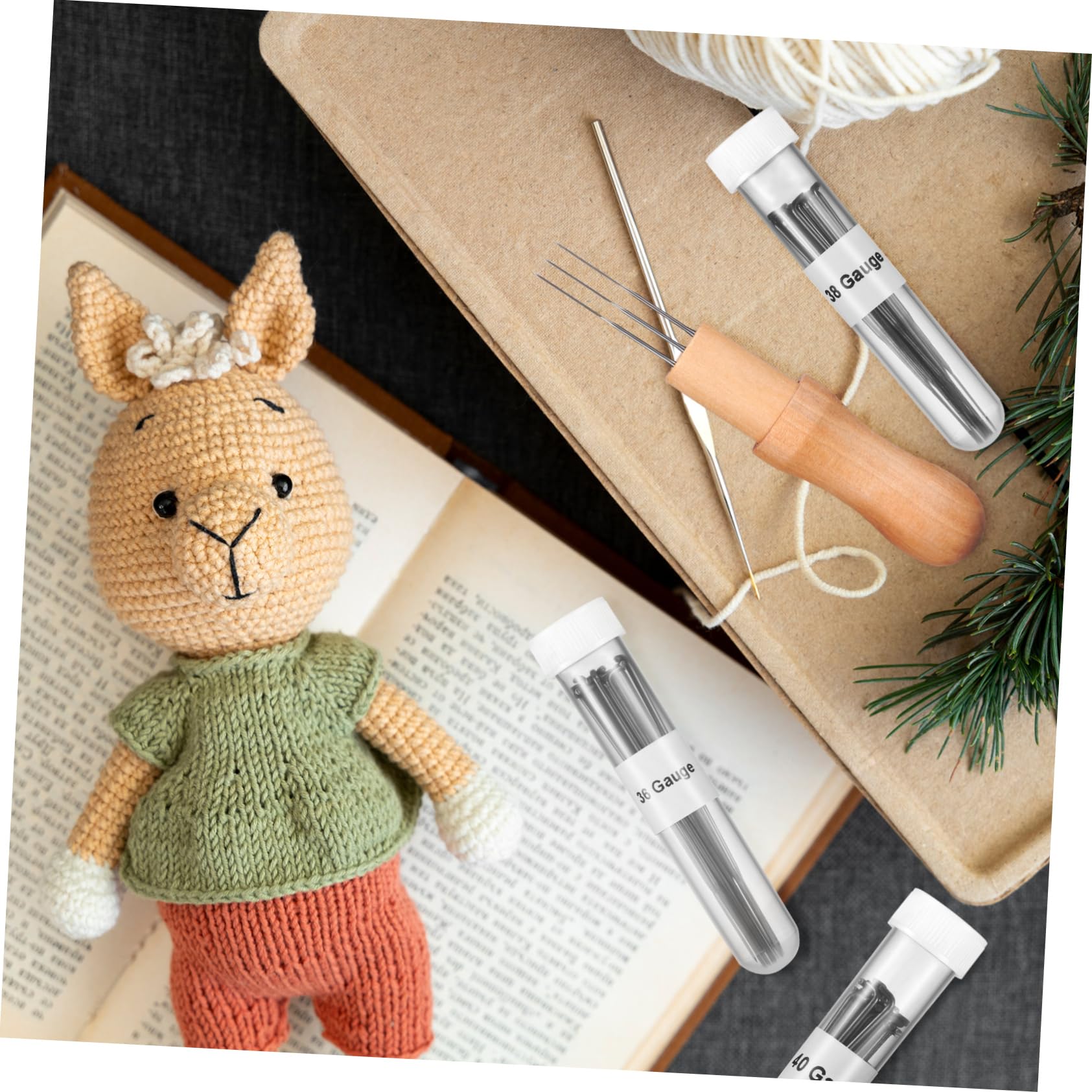 IWOWHERO Wool Felting Supply 1 Set Felt Needles Wooden Handles Versatile for Needle Felting Crafts