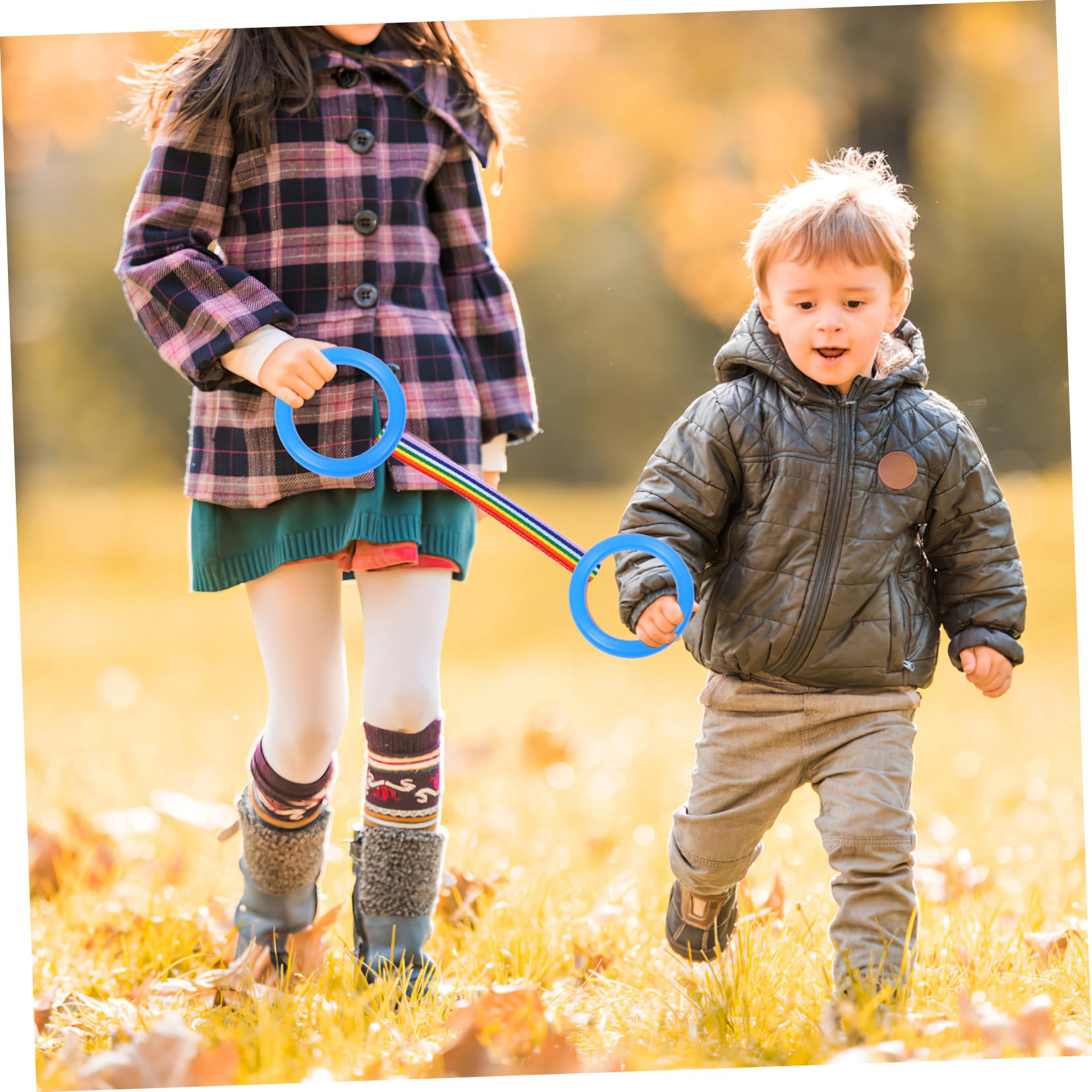 SUPVOX 12 Piezas Cuerda para Caminar Montessori con Asas Desmontables y Anillas Plásticas Cuerda Anti-pérdida para Grupos para Actividades al Aire y Control Guarderías de Colores Amarillo