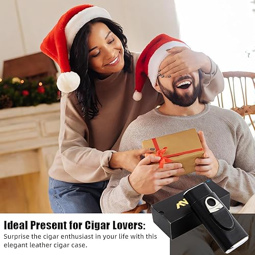 Miniatura 8 de Estuche de cuero para puros, juego de humidor de viaje, paquete de 3 cajas de madera de cedro negro con cortador de puros y toalla, regalo para