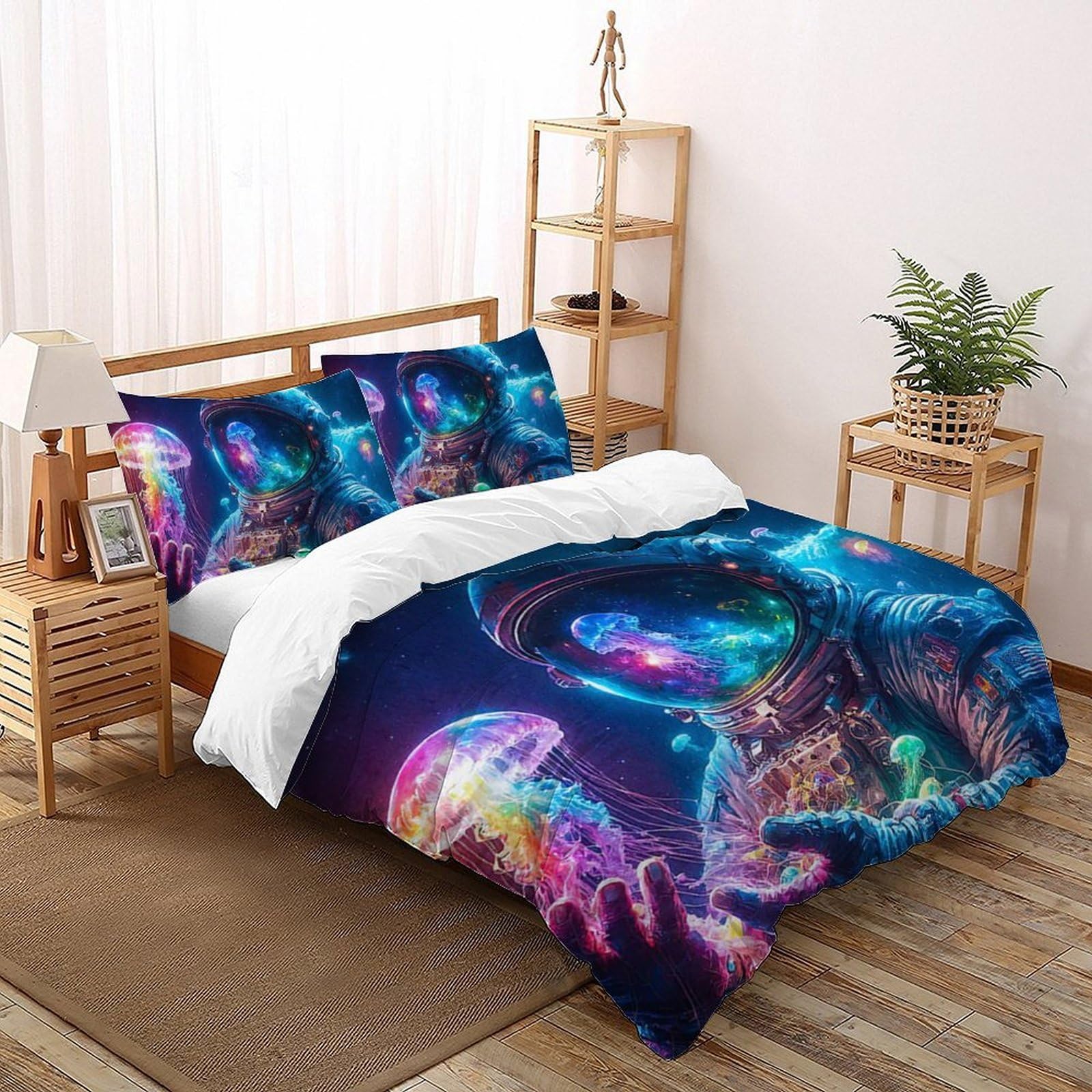 Housse de couette 220x240 cm 3D avec 2 taies d'oreiller lit king