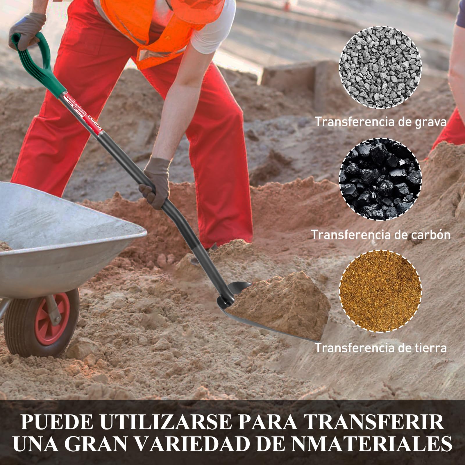 HYCHIKA Pala Jardineria Cuadrada, Pala Jardin,Acero Templado, Cómodo Mango Curvado en D, para Deshierbe, Plantas, Agricultur, Cavar