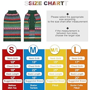 Mihachi Dog Sweater - Winter Coat Apparel Clothes with Colorful Stripes for Cold Weather