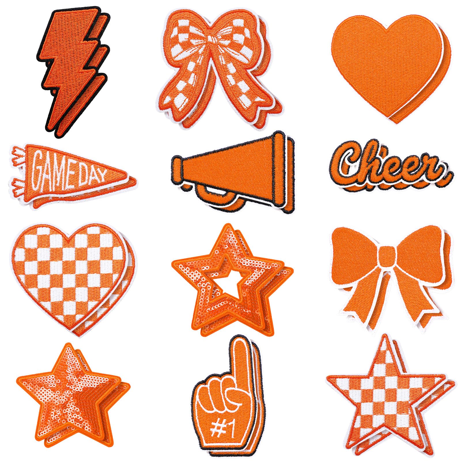 Photo 1 of Glitinsel 24 Pc Orange Football Cheer Iron-On Patches