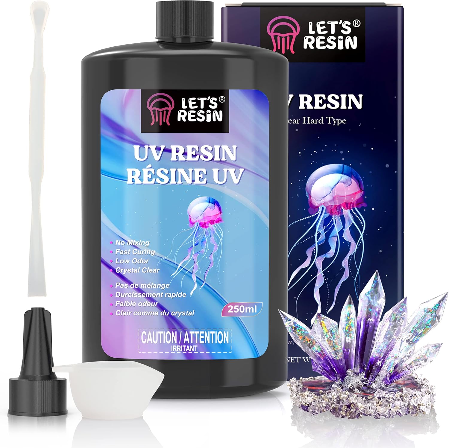 LET'S RESIN 250g UV Resin, Upgraded Clear UV Resin Hard Type for