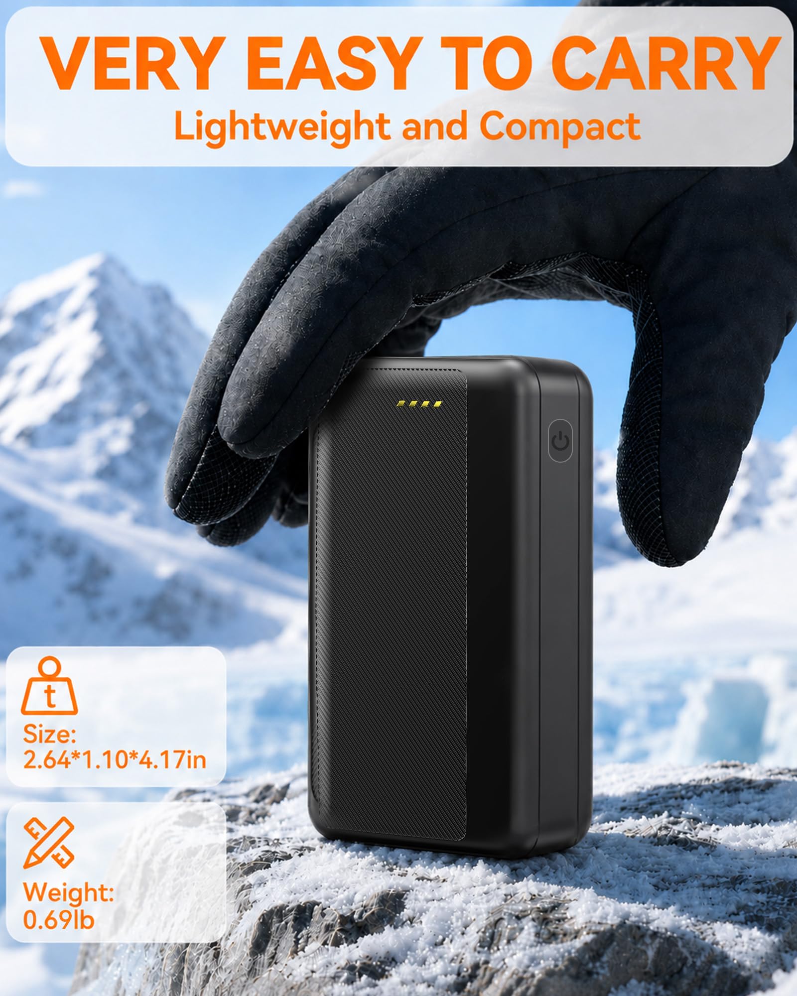 Batterie externe USB 5 V 20 000 mAh pour gilet chauffant (noir, USB 5 V 20 000 mAh), batterie rechargeable, gilets, manteaux