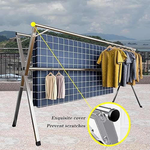 Miniatura 5 de Estante de secado de ropa plegable para lavandería, estantes para secadora de ropa en interiores, tendedero portátil de ropa al aire libre, soporte