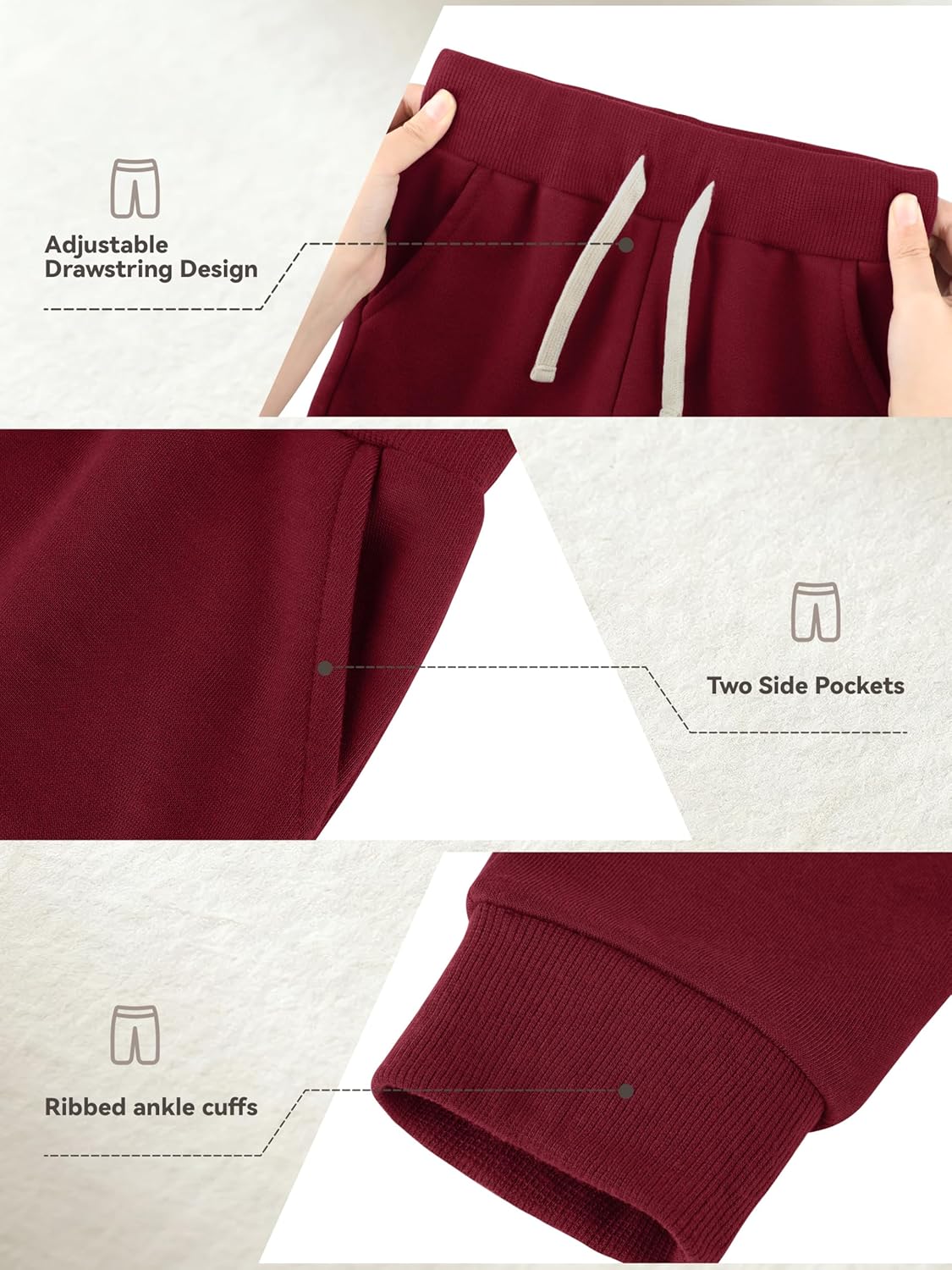 3 Pack Toddler Boys Girls Sweatpants Toddler Boys Kids Joggers Pants with Pocket Drawstring Athletic Clothes - Image 3