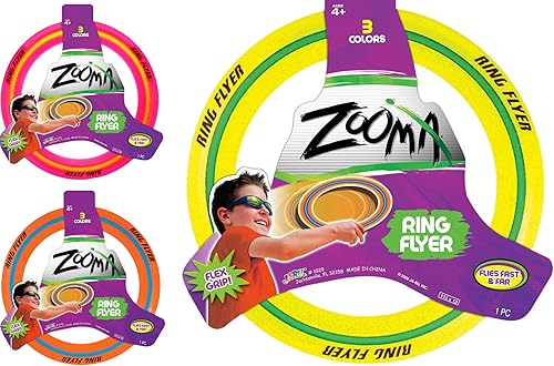 JA-RU Zooma Ring Flyer para niños (2 unidades) Disco volador de 11.2 pulgadas, juguete de piscina y juegos de playa. Equipo de juego para niños al