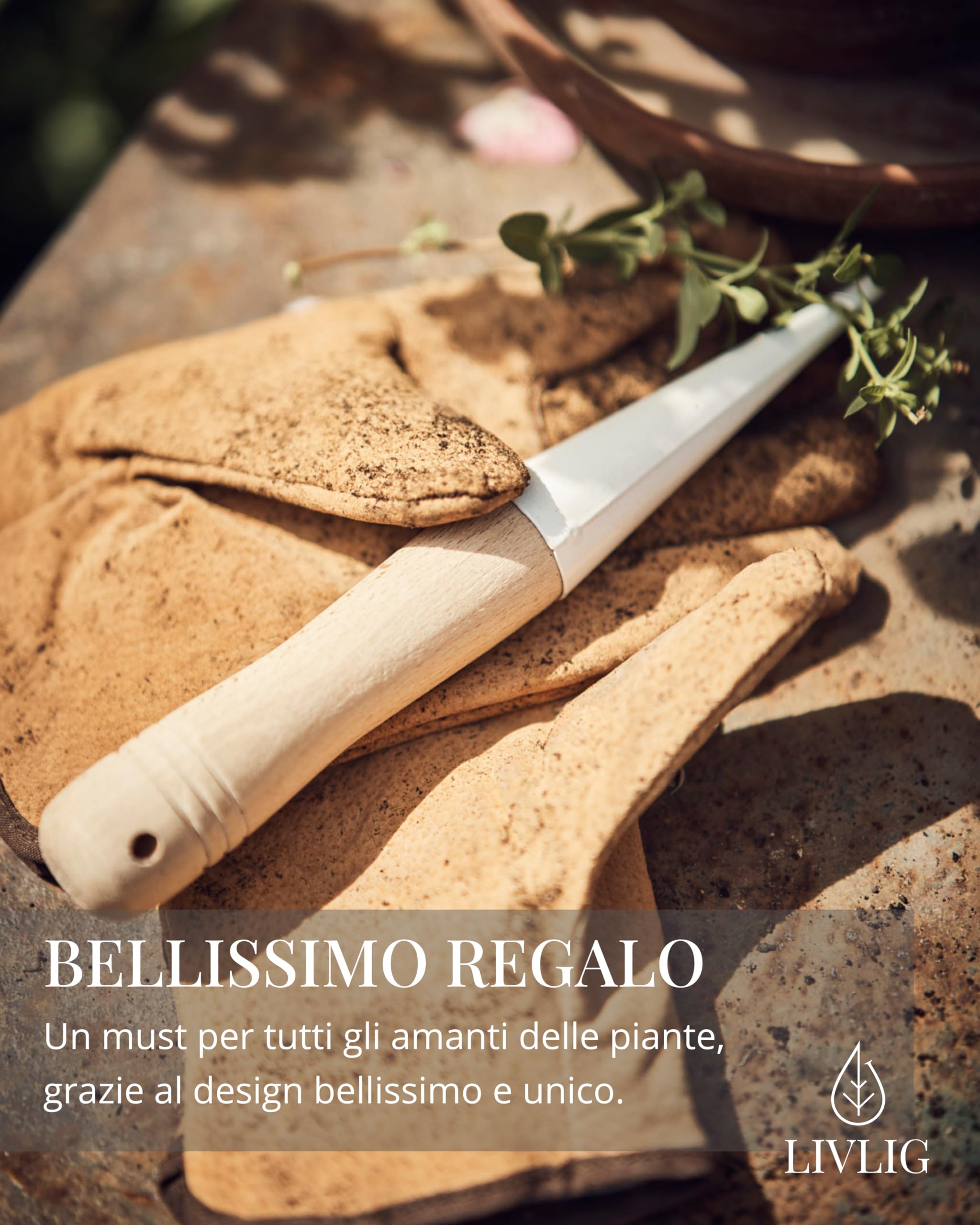 Set di attrezzi da giardino LIVLIG - Set di attrezzi da giardino con pala, rastrello, zappa con forca, manici in legno di quercia e acciaio - regali da giardino per aiuole e giardini