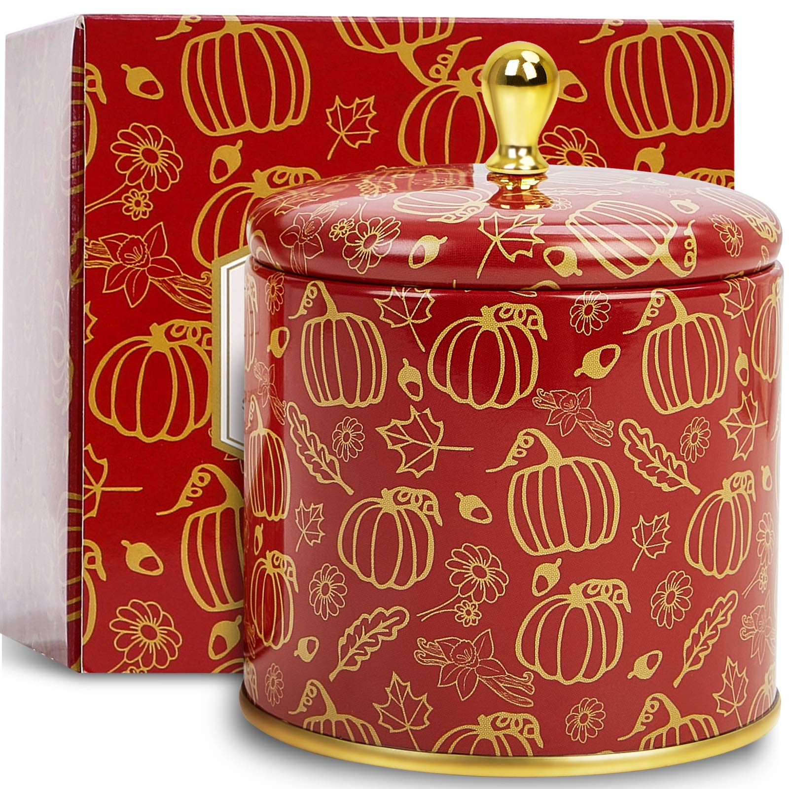 Leize Fall Candles Pumpkin Cinnamon Scented Candles 100% Soy Candles for Home Highly Scented Holiday Candles Gifts for mother lovers Home Decoration 50 Hours Long Burning