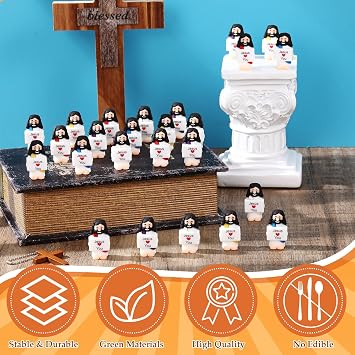 Bememo 50 Pcs Easter Little Jesus Figures Original Design Jesus Loves You Portable Mini Bible Figures Positive Toy for Hide and Seek Baptism Christian Gifts Encouragement Appreciation Gift