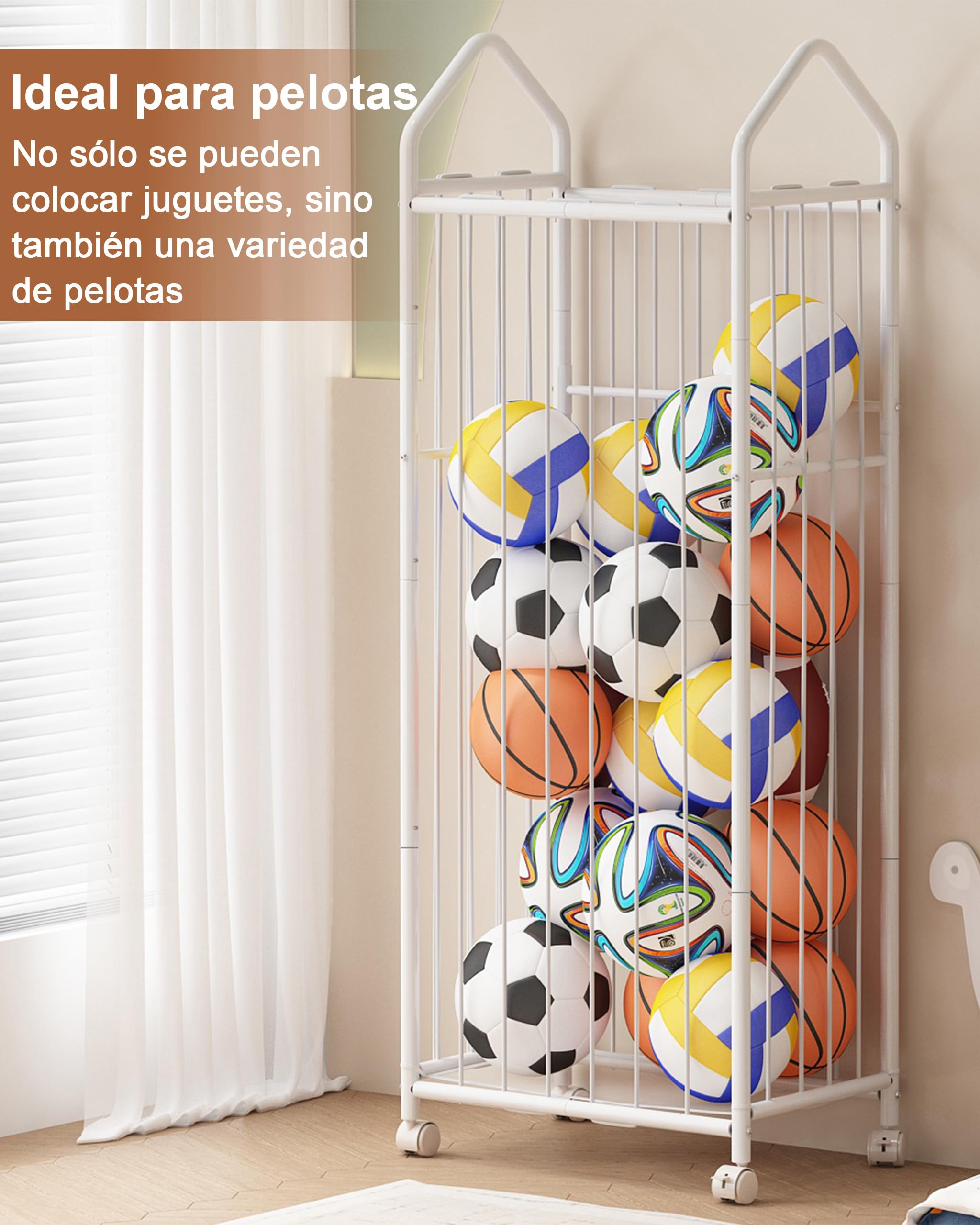 UMDONX Organizador de Juguetes Grande con 4 Ruedas Giratorias y Frenos 360° | Armario de Almacenamiento Alto para Peluches (Blanco, 56x35x154 cm)