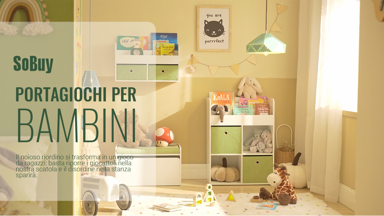 SoBuy Scaffale Per Bambini Con 3 Cassette In Tessuto | Libreria Con Ruote 80x30x63 Cm | Grigio Chiaro | Organizer Giocattoli E Libri