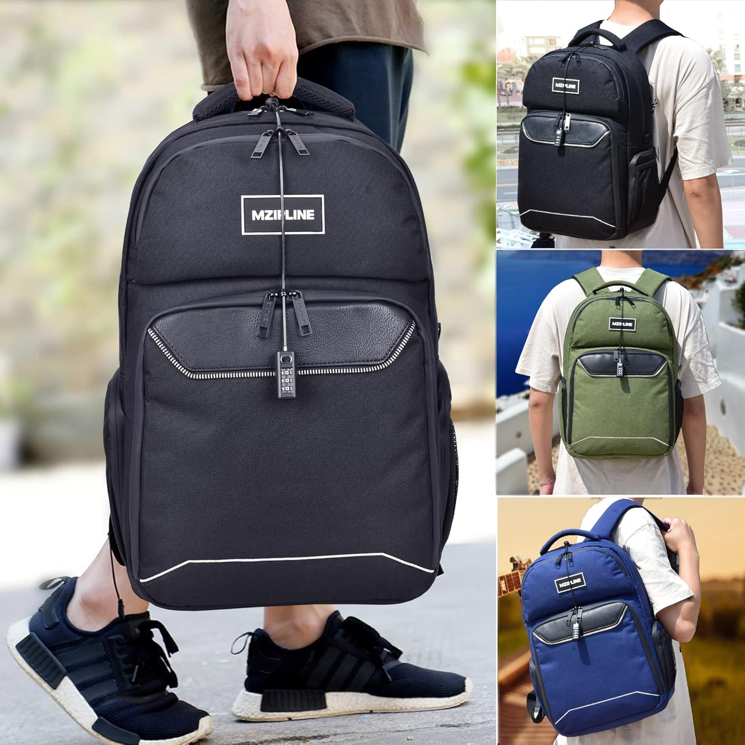 Travel Backpack Bag Anti-Theft Business Laptop Backpack with Lock,Large Daypack Travel bags for College Men & Women (Black)