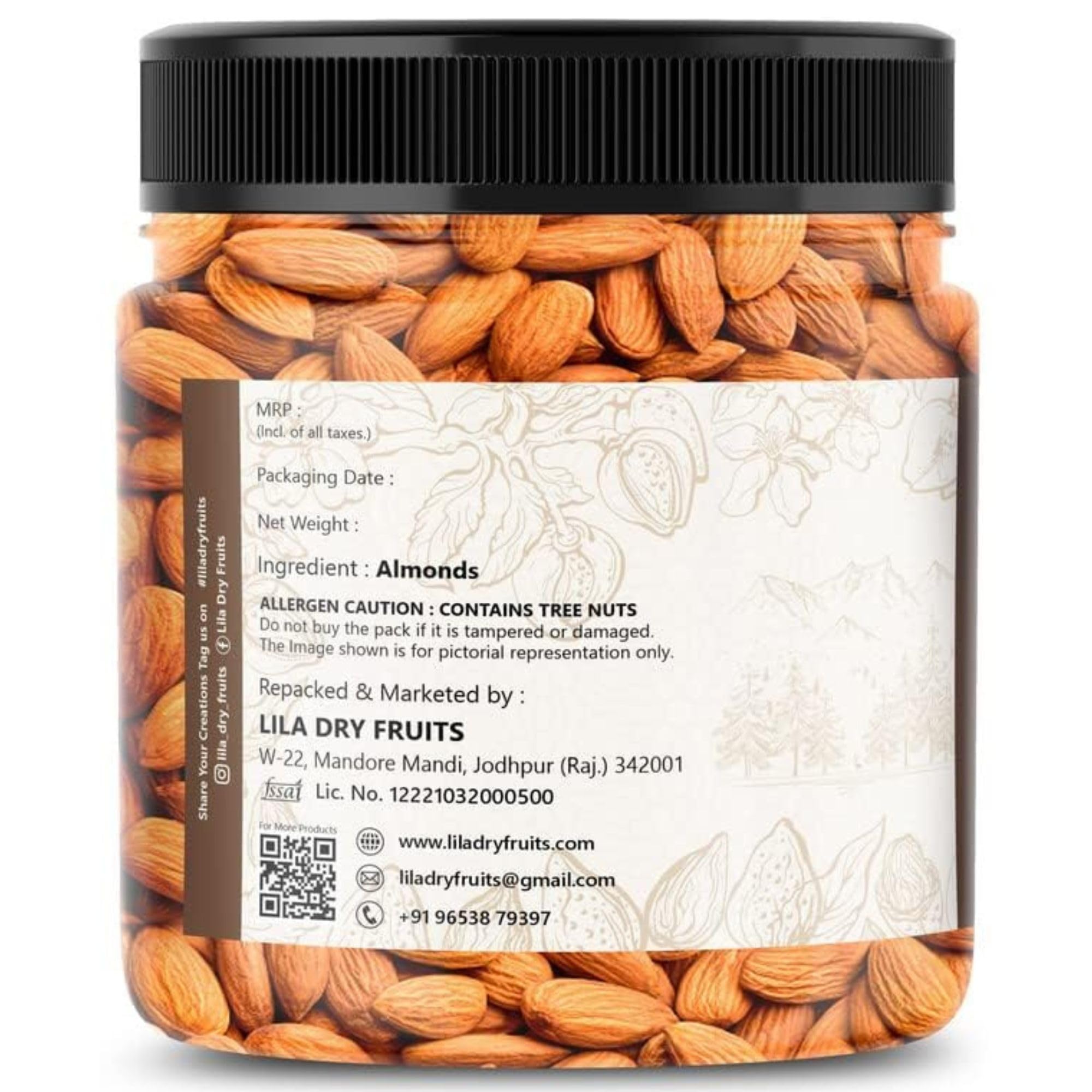LILA DRY FRUITS California Almonds 500 Grams | Raw and Natural Badam for Healthy Snacking | Almond for Cooking, Dieting & Breakfast | High In Minerals | Badaam Dry Fruits Perfect for Gifting - Image 3 thumbnail