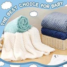 Frienda 4 Pcs Baby Fuzzy Blanket Fluffy Baby Blanket for Boys Girls Soft Warm Infant Newborn Toddler Receiving Nursery Bed Supplies, 32 x 24 Inch(Blue Green Color)