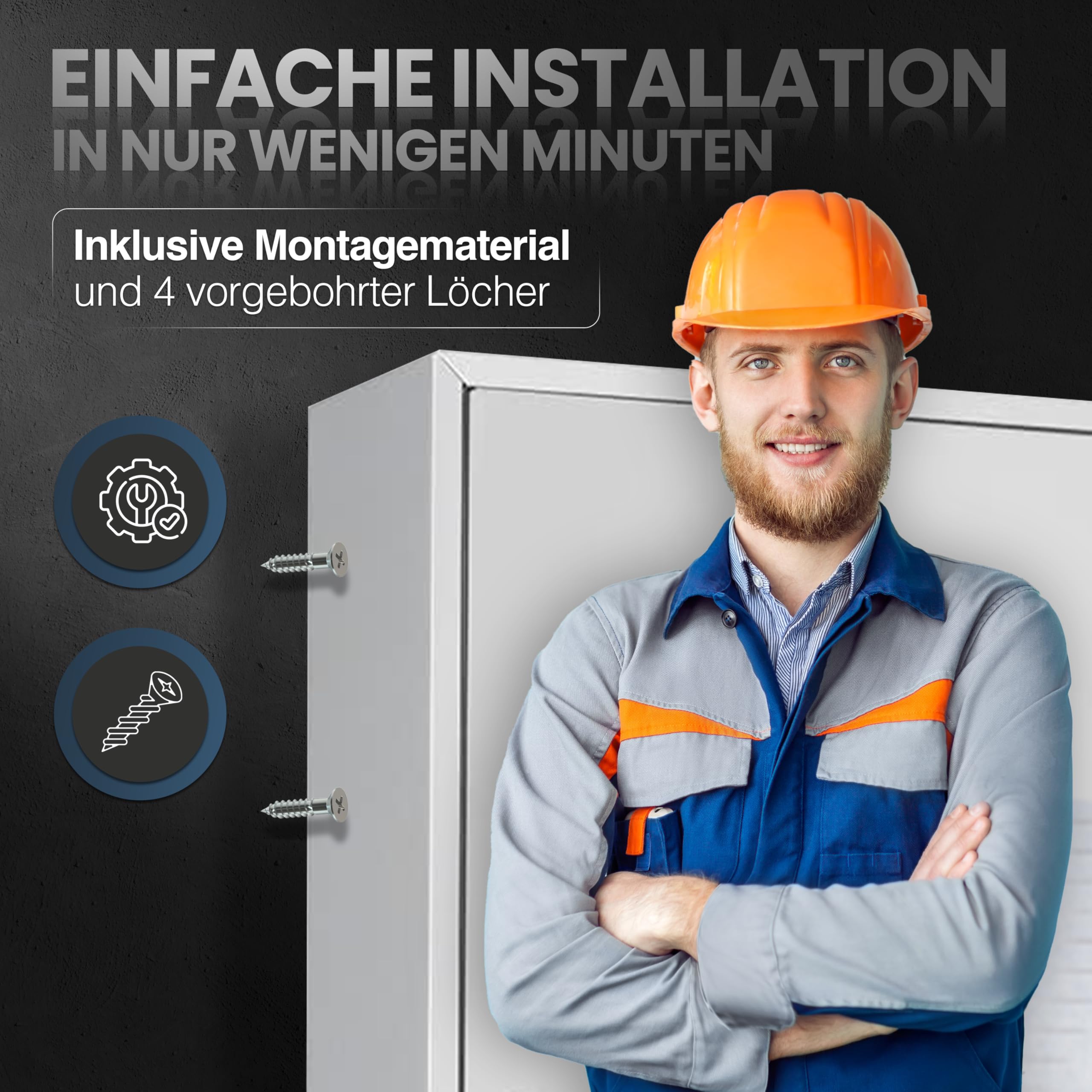 Schlüsselkasten SD42 – Schlüsselschrank mit 42 Haken, robuste Schlüsselbox aus Stahl, abschließbarer Safe, magnetische Außenseite, höhenverstellbare Leisten, Wandmontage (35x27x8cm)