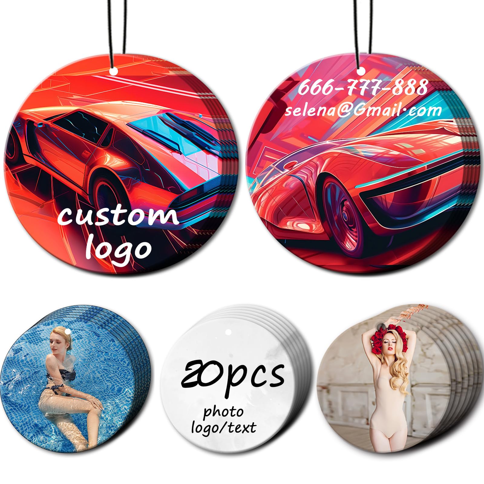 20/50/100Pcs Custom Car Air Freshener with Picture Photo Logo, Personalized Gifts for Men Personalized Air Freshener for Car Bulk Hanging Ornaments