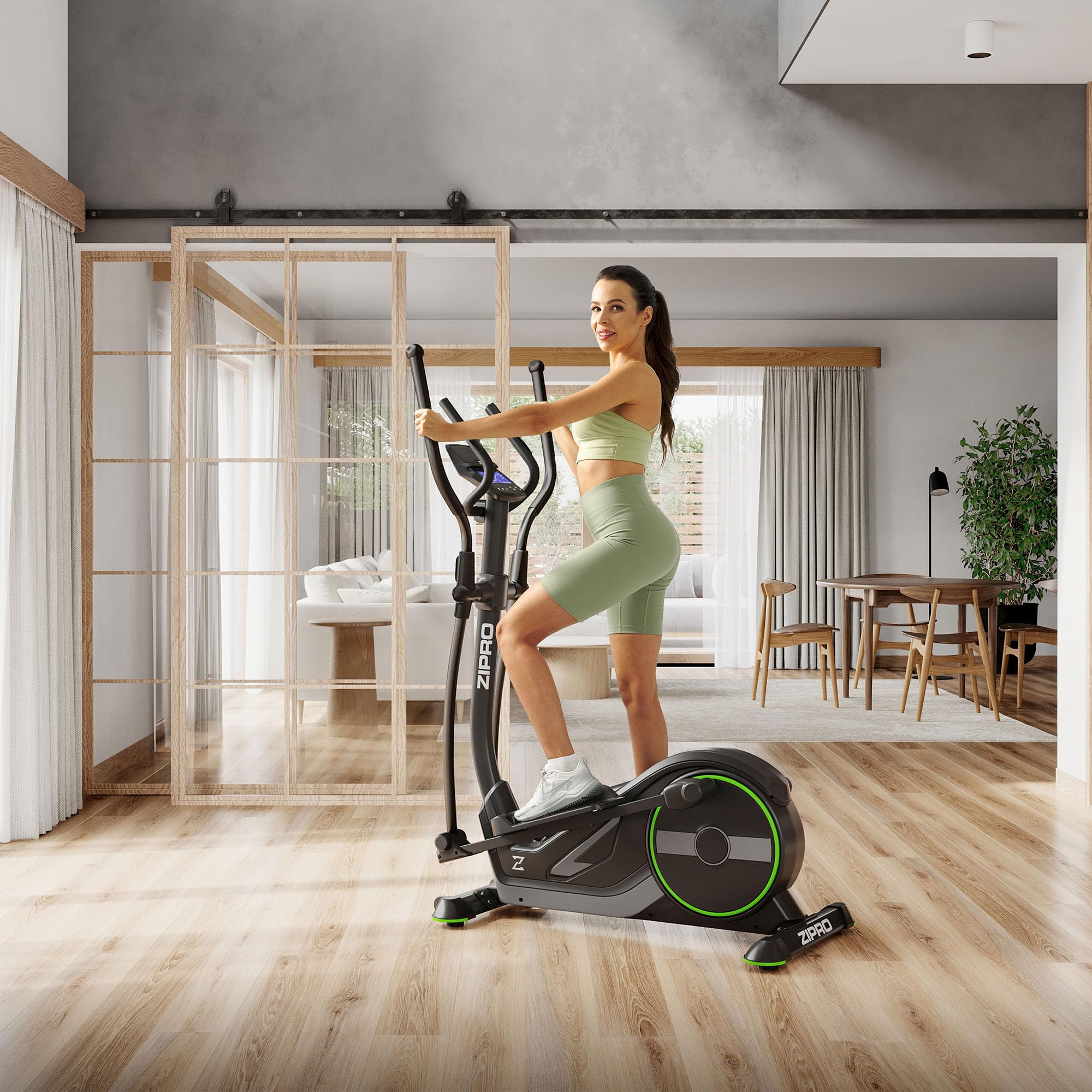 Zipro Orbitrek Wave, trenażer eliptyczny do 120 kg, orbitrek do domu, przyrząd treningowy cardio, maszyna do ćwiczeń, trenażer domowy, 32 poziomy oporu, Bluetooth, uchwyt na iPada