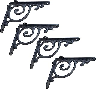 NACH js-90-419 NACH js-90-419 5.5-Inch Small Scroll Wall Shelf Bracket (Pack of 4) (5.51x1.18x4.4-Inch), Black