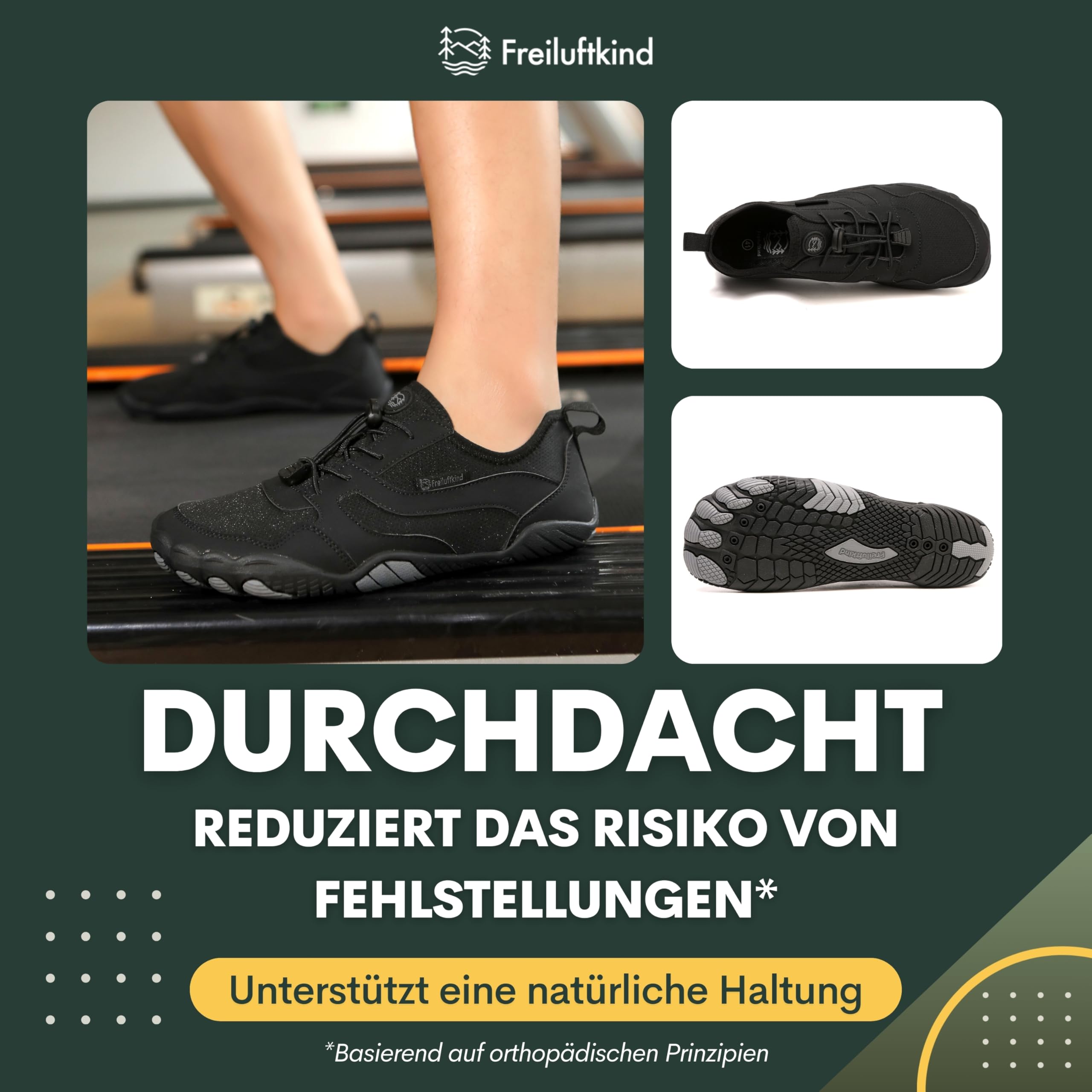 Freiluftkind® Karoo – Rutschfester Universal Barfußschuh – Leichte Barfußschuhe Sneaker für den Alltag – Entlasten Füße, Gelenke & Körper – Barfußschuhe für Damen und Herren