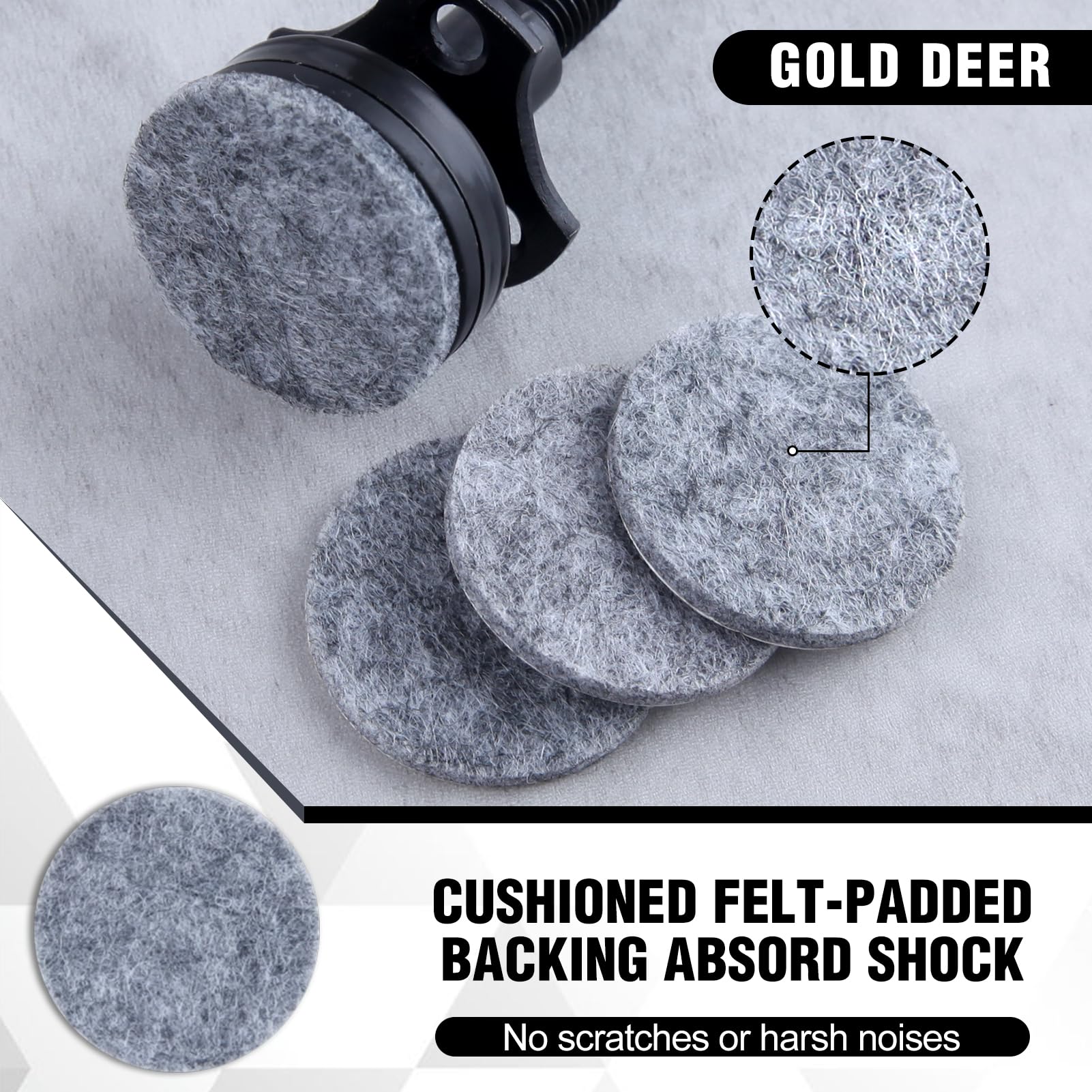 GOLD DEER 4 Pack Adjustable Leveling Feet Heavy Duty Furniture Levelers Furniture Feet 3/8''-16 Thread w/T-Nut Kit for Tables,Cabinets,Chairs,Workbench,Sofa and More,Large Base Supports 1320LBs - Image 2