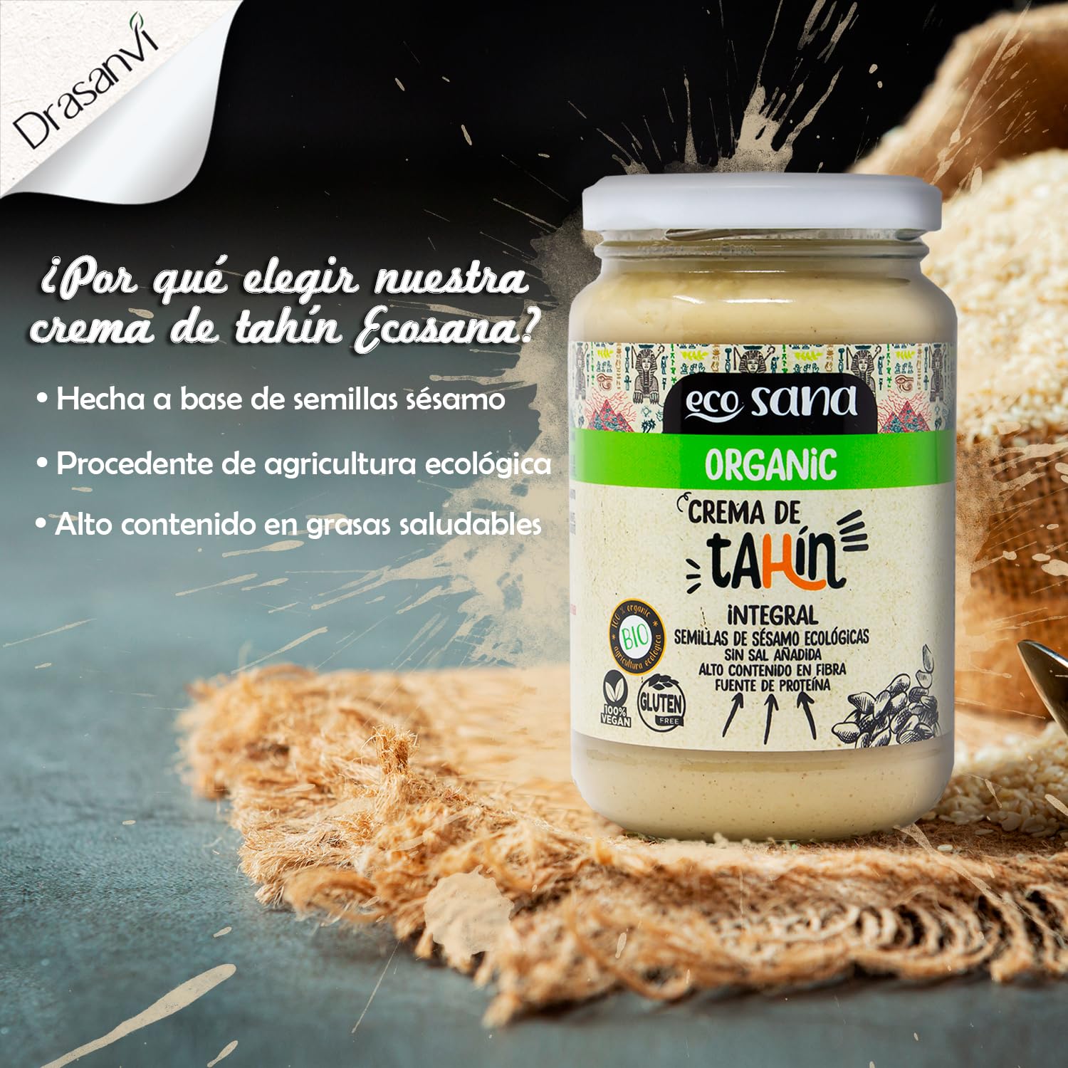 Ecosana TAHÍN Certificado Bio by DRASANVI - Vegano - SIN Gluten - 350g