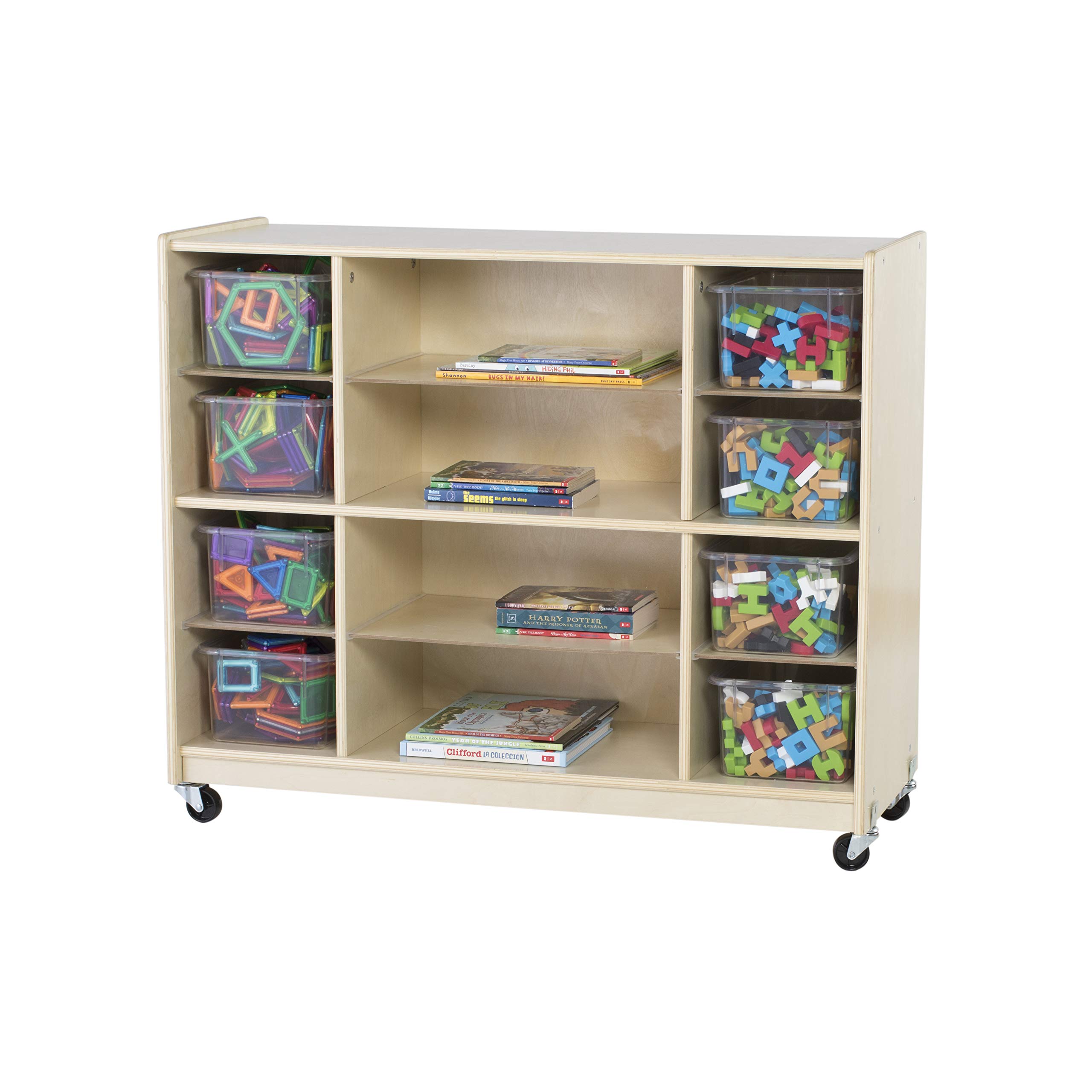 Buy Guidecraft Shelves and Bin Storage with 8 Clear Bins Wooden