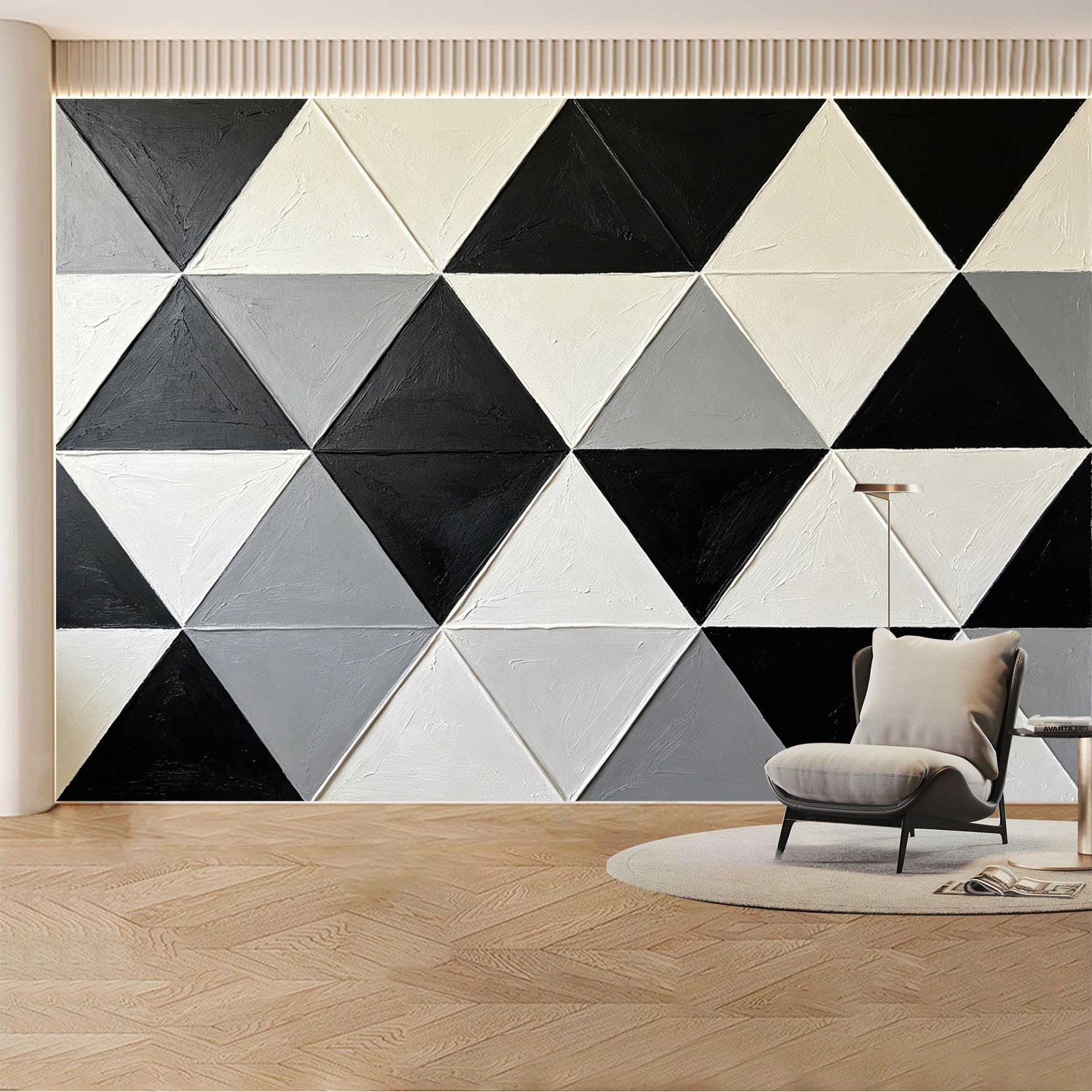 Custom Wall Mural Wallpaper Geometric Triangle Pattern Modern 3D Effect Large Wall Art Minimalist Nordic Design Removable SelfAdhesive Large Photo for Living Room， Bedroom， Office