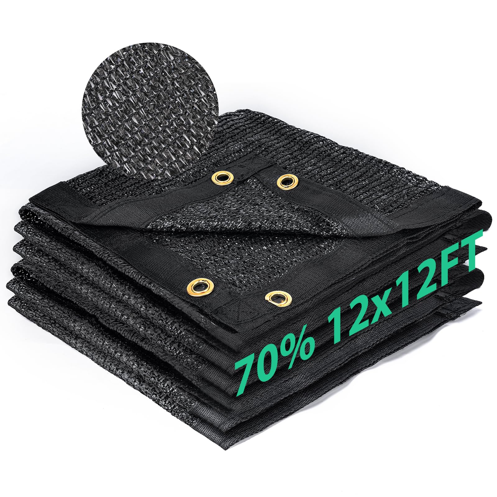 Kesfitt Garden 70% Shade Cloth, Resistant Sun Shade Net 12x12FT Mesh Tarp with HDPE Material and Reinforced Grommets Shade Trap for Greenhouse, Plant, Pergola, and Backyard Patio Sunshade