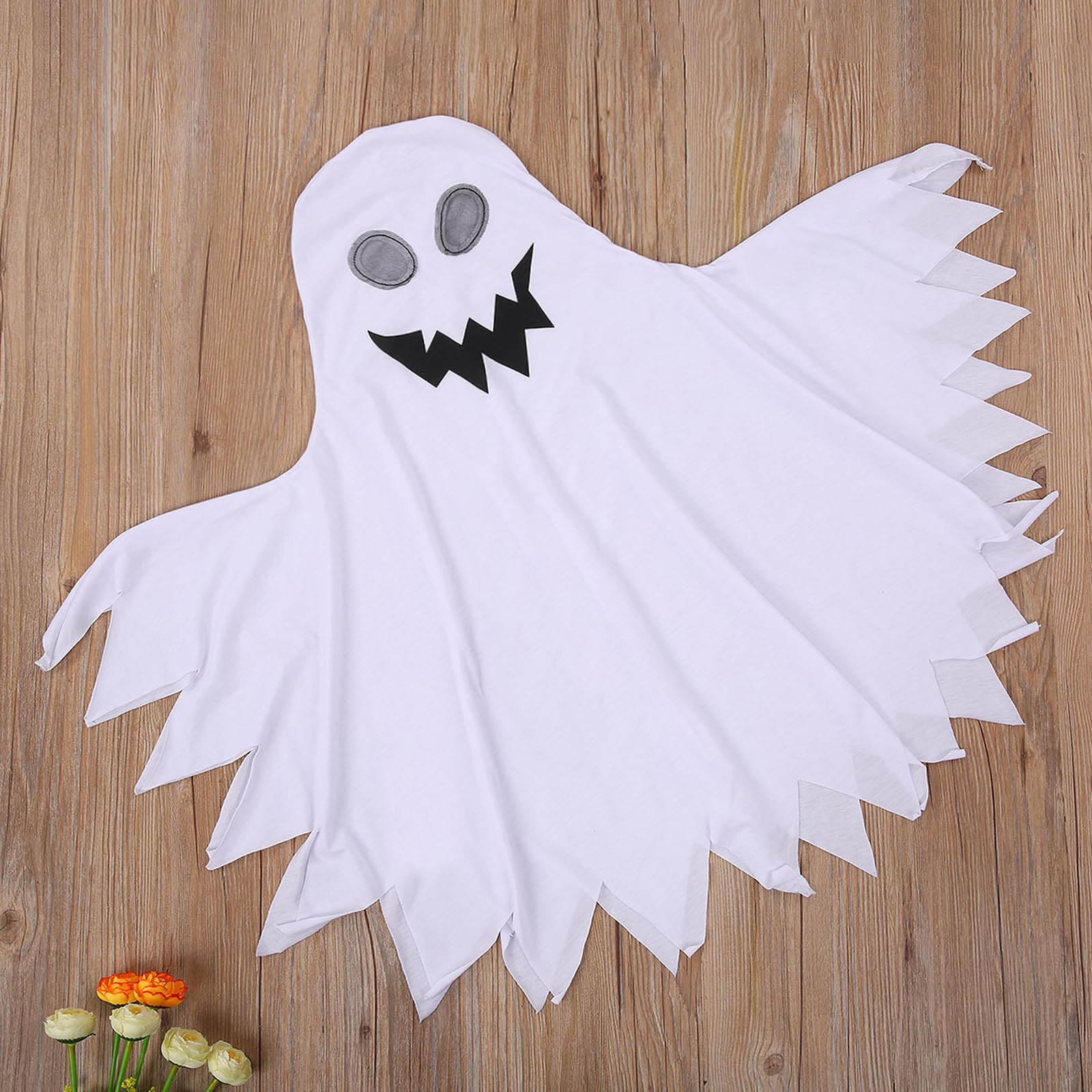 Toddler Baby Boys Girls Halloween Costume White Ghost Smile Cloak Hooded Cape Poncho Fancy Party Cosplay Outfits (C-White, 4-6 Years) - Image 3