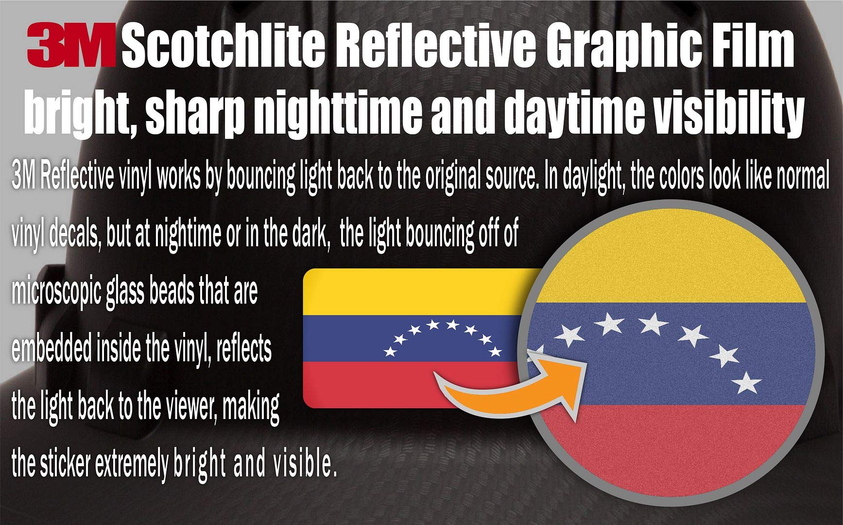 3M Reflective Venezuela & USA Flag Stickers - 10 Pack Safety Decals For Hard Hats, Vehicles