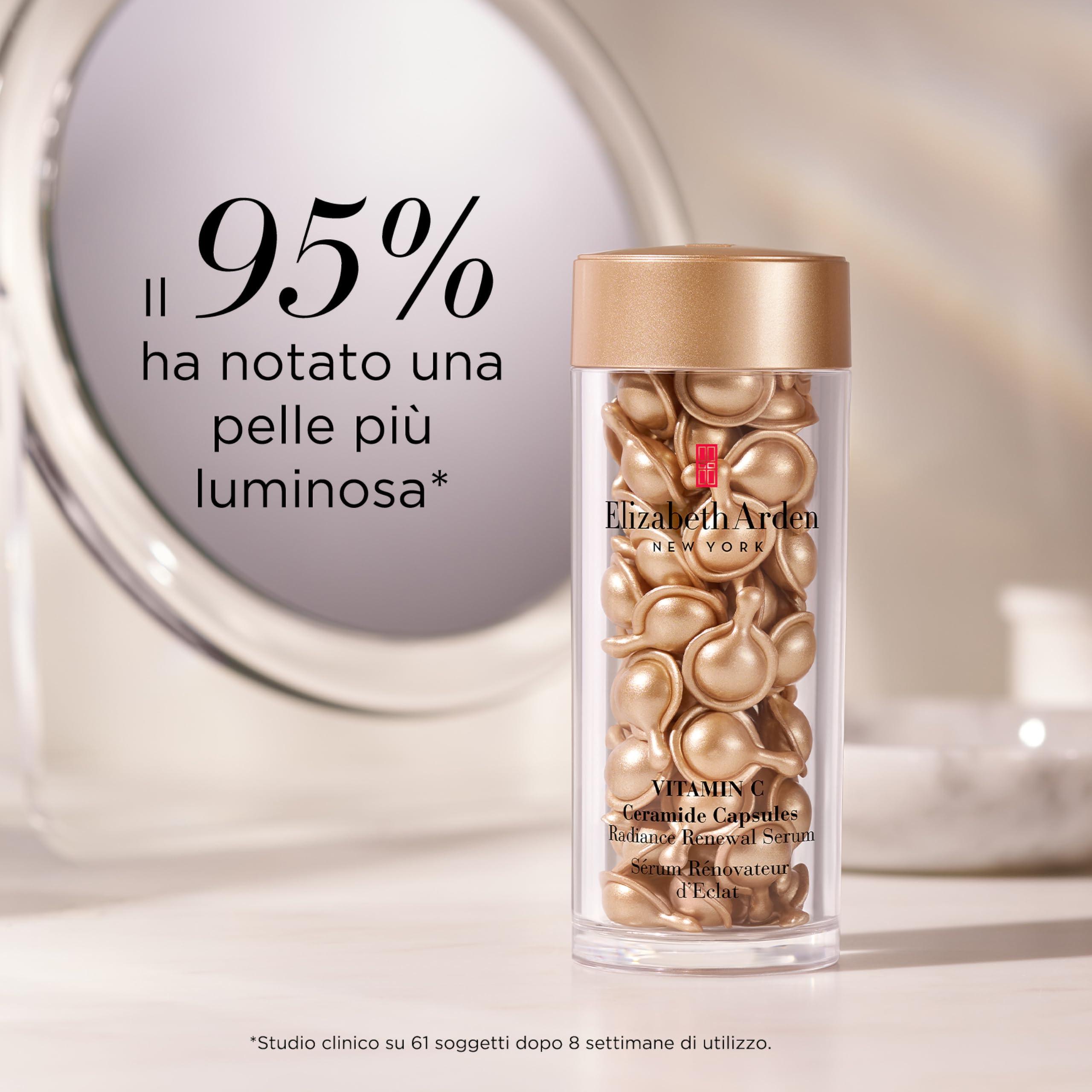 Elizabeth Arden - Ceramide Capsule, Siero alla Vitamina C, Stimolano e Prolungano la Luminosità, Riducono l'Invecchiamento della Pelle, Dose Singola, Applicare 1 al Giorno - 60 Capsule