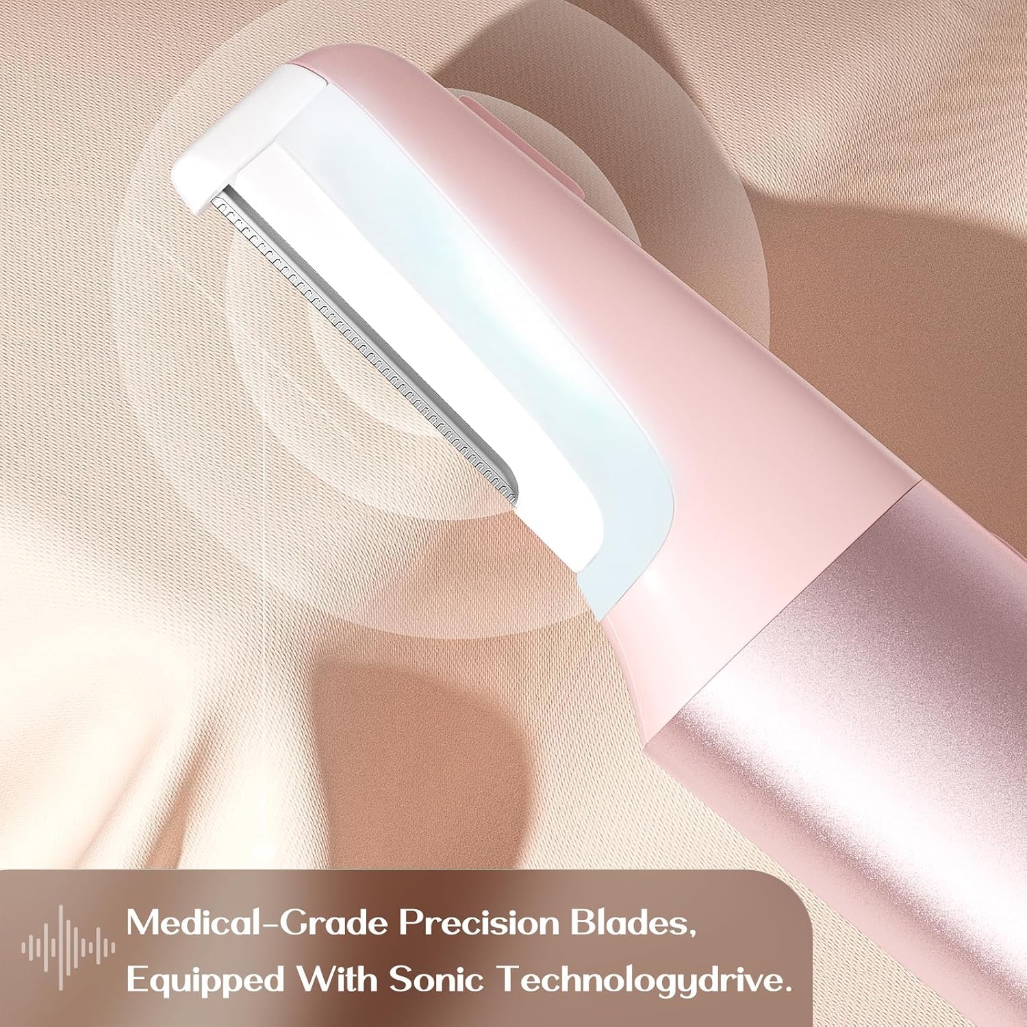 Dermaplane Rasoir pour femme Visage Sonic Épilation faciale Rose pêche