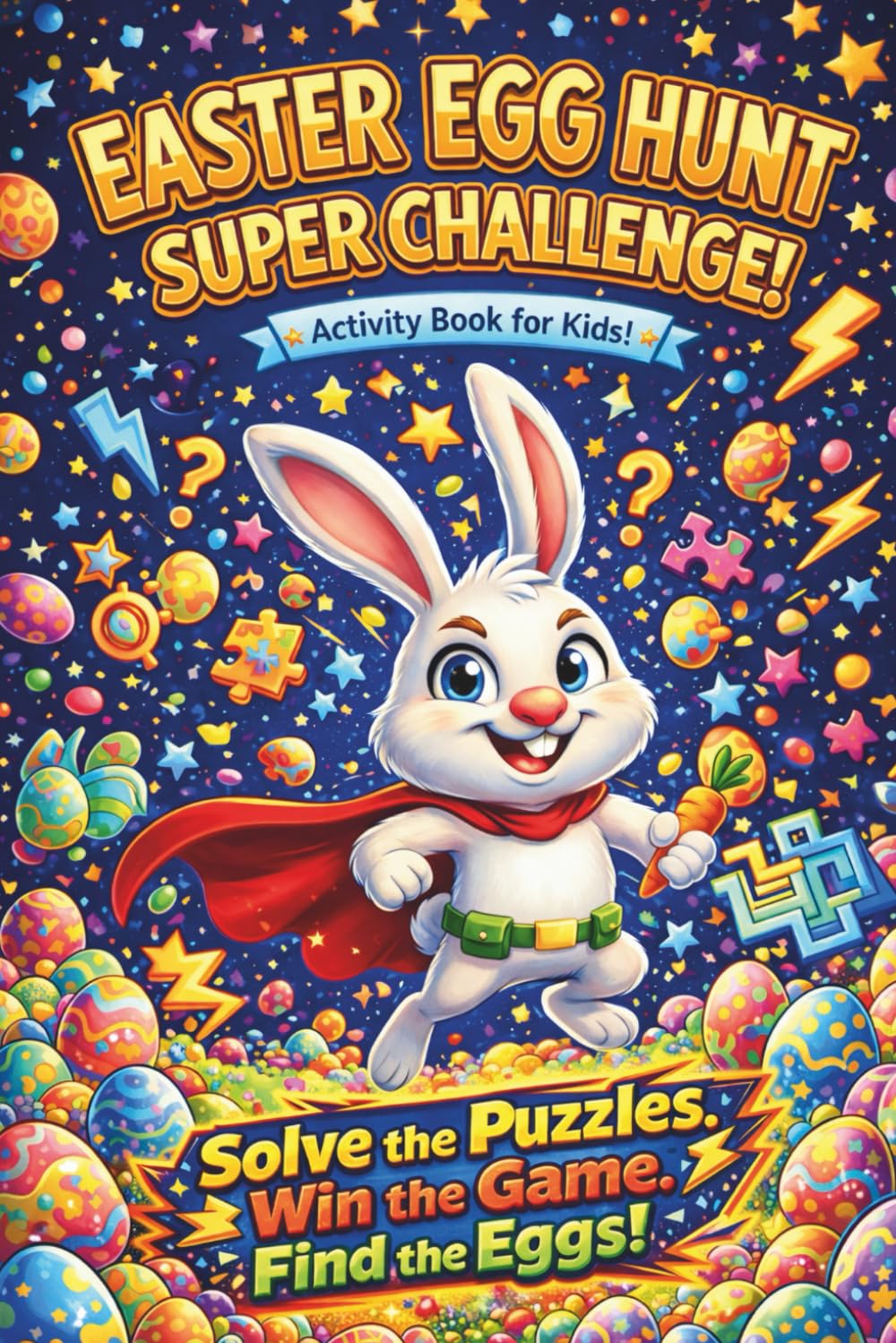 Easter Egg Hunt Super Challenge Activity Book: Interactive Easter Basket Stuffers for Kids Ages 6-10 with Word Search, Mazes, Puzzles, and Catch the ... Featuring Agent Swix Bunny’s Jokes and Comics