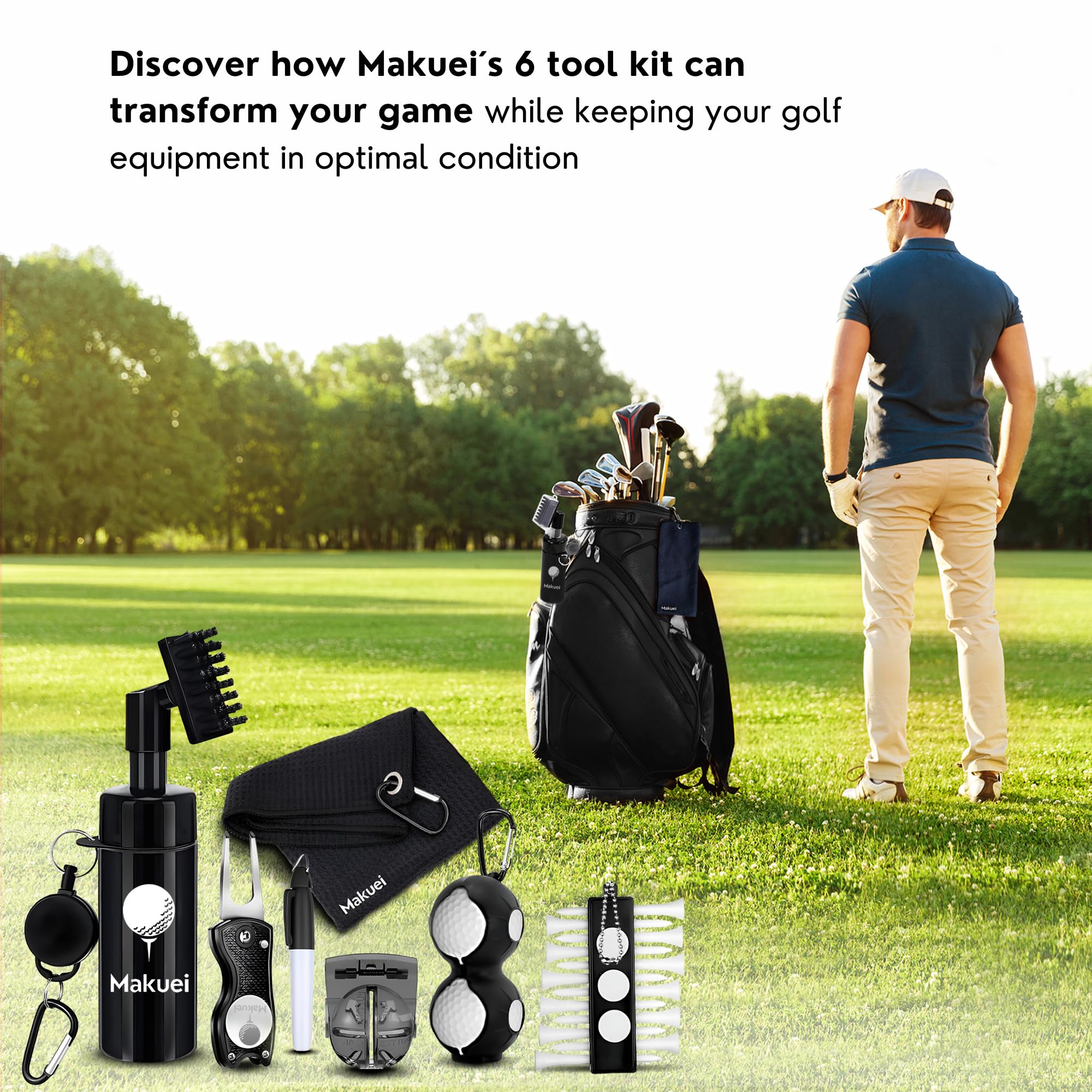 Makuei Accessori da Golf - Gadget da Golf durevoli per Uomini e Donne (6 Strumenti), migliorate Le vostre Prestazioni di Golf Oggi! La Migliore Idea Regalo per i Golfisti!