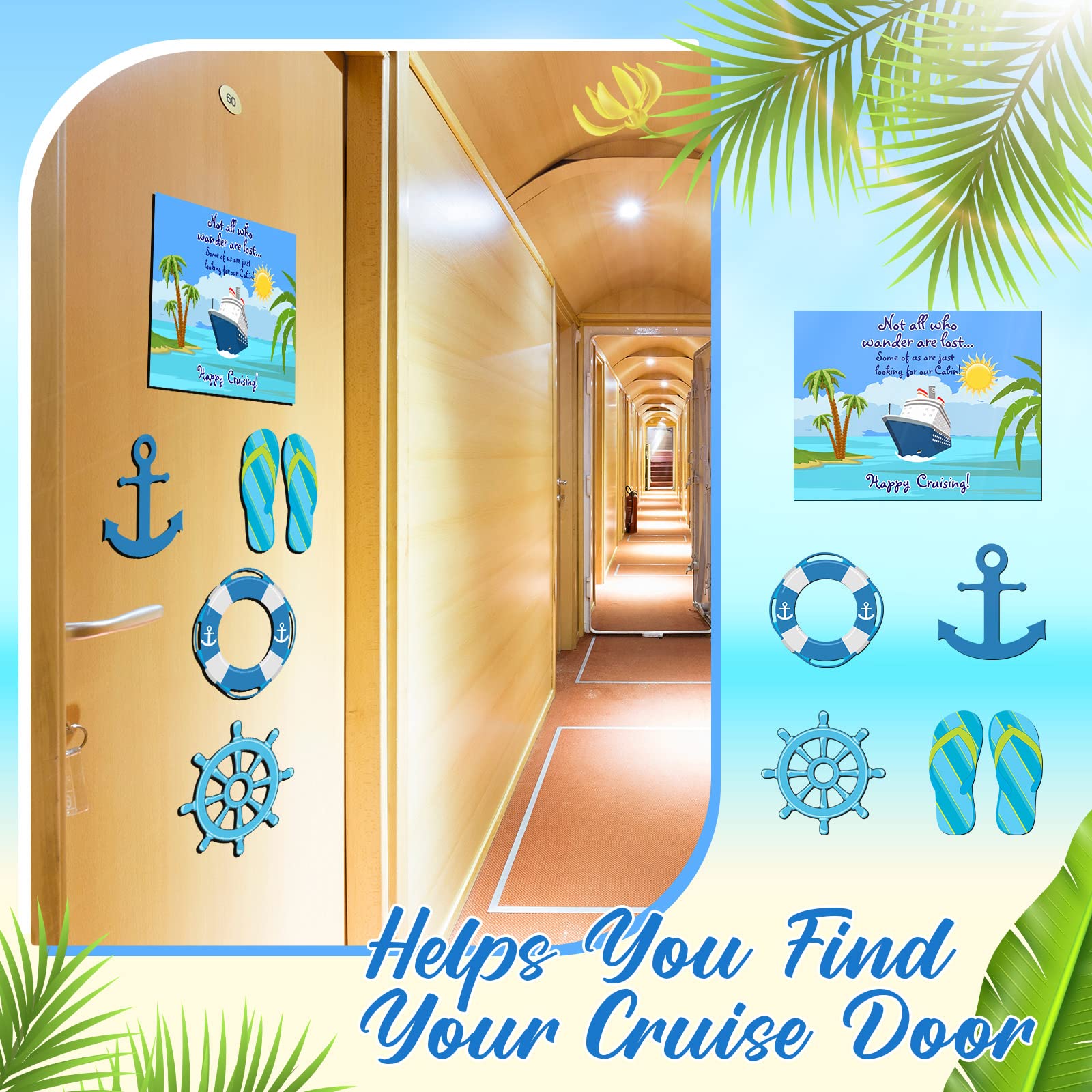 Snapklik.com : 6 Pcs Cabin Cruise Door Decorations Magnetic Large Ship