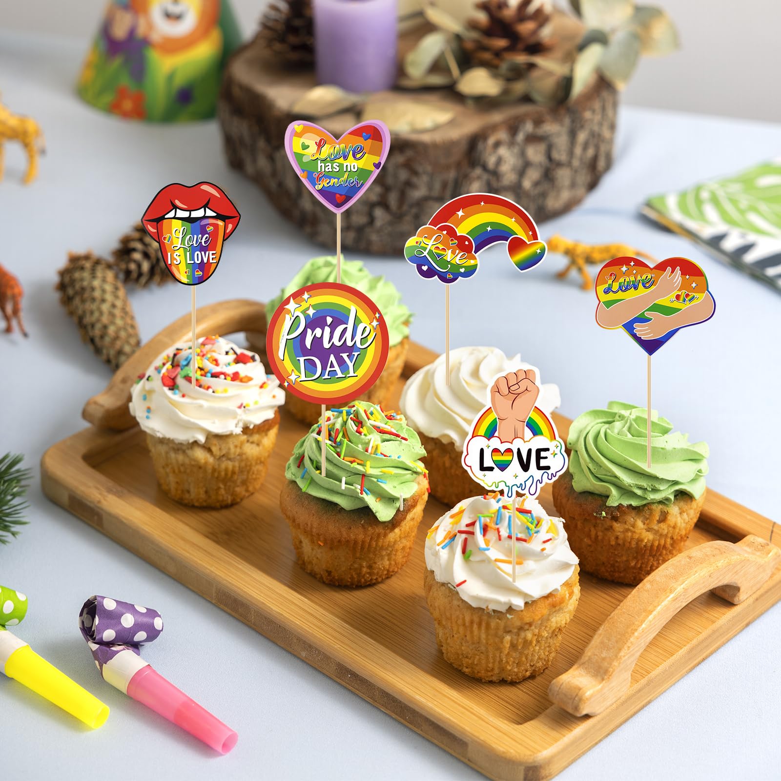 Pack of 40 Rainbow Cupcake Toppers - Image 4