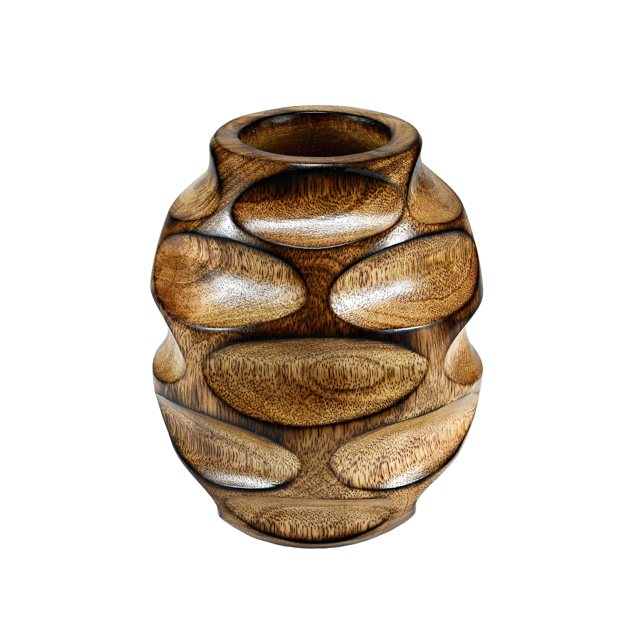 AeraVida Unique Elegant Contemporary Brown Hand-Carved Mango Tree Wood Flower Vase | Artistic Natural Wood Home Decor Accent | Wooden Vase | Brown Vase