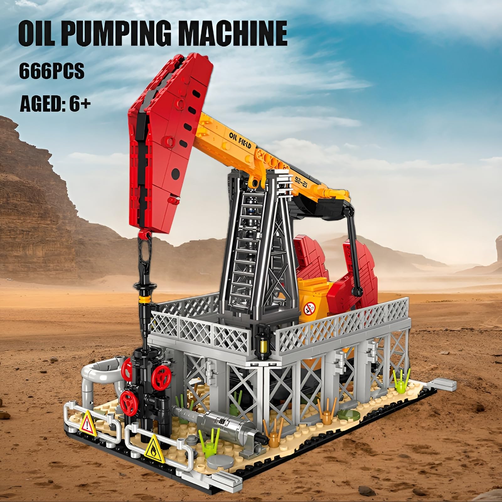 Erdöltechnik Bausteine Bausatz für Erwachsene, Ölpumpmaschine Klemmbausteine, Industrie Thematisches Modellspielzeug für Display, Kreatives Geschenk für Kinder & Jungen ab 6 Jahren (666 Teile)
