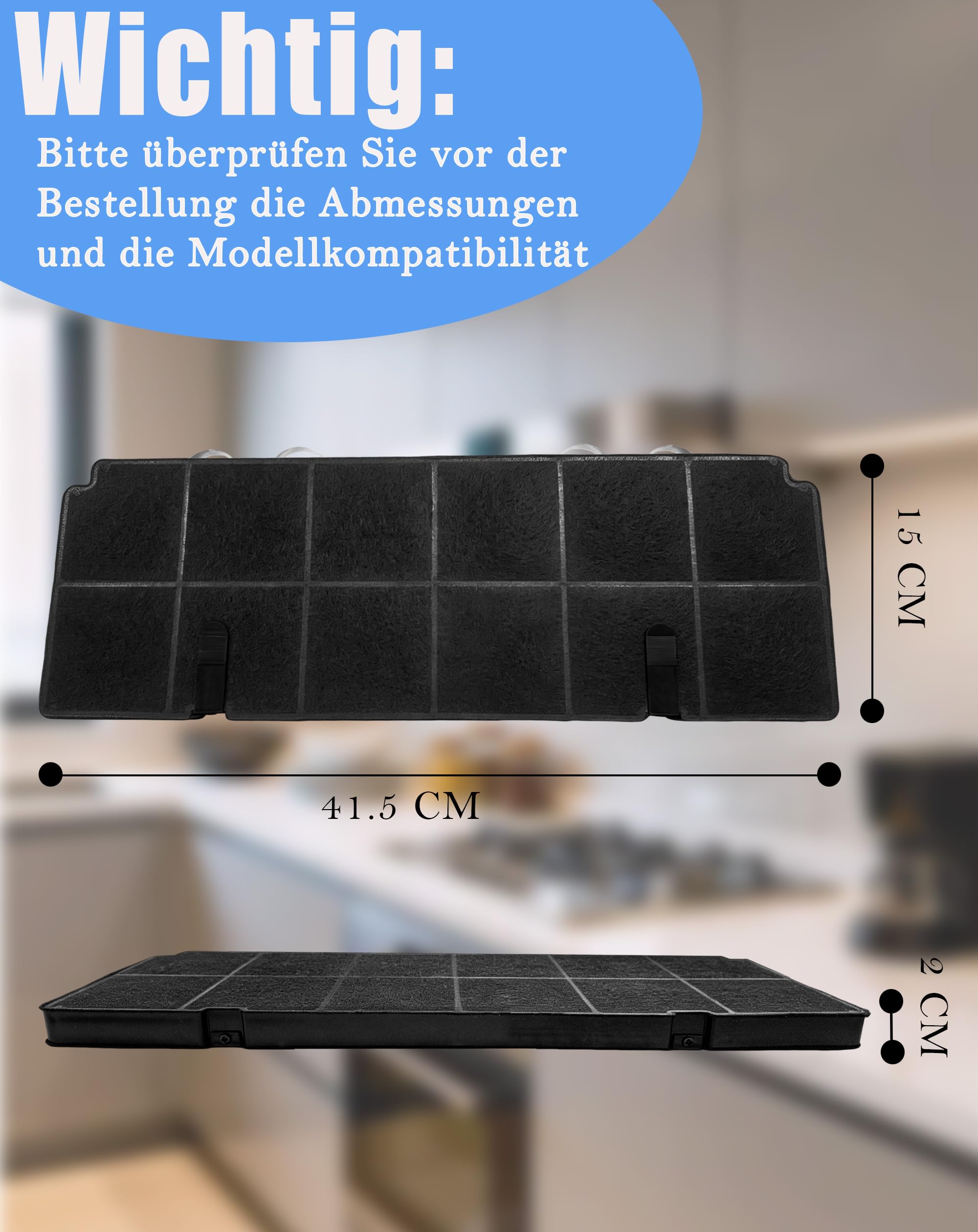 2er-Pack MCFB71 Aktivkohlefilter, Ersatz für AEG MCFB71, kompatibel mit Electrolux 902980281, 9029802817, 9029865806, MCFB82ST, 902986580, LFP616X Dunstabzugshauben-Modellen