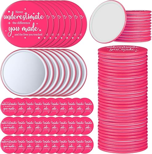 Miniatura 8 de Hoolerry 24 piezas de espejo compacto inspirador rosa a granel de 2.8 pulgadas pequeño bolsillo redondo bolsillo portátil de viaje espejo de