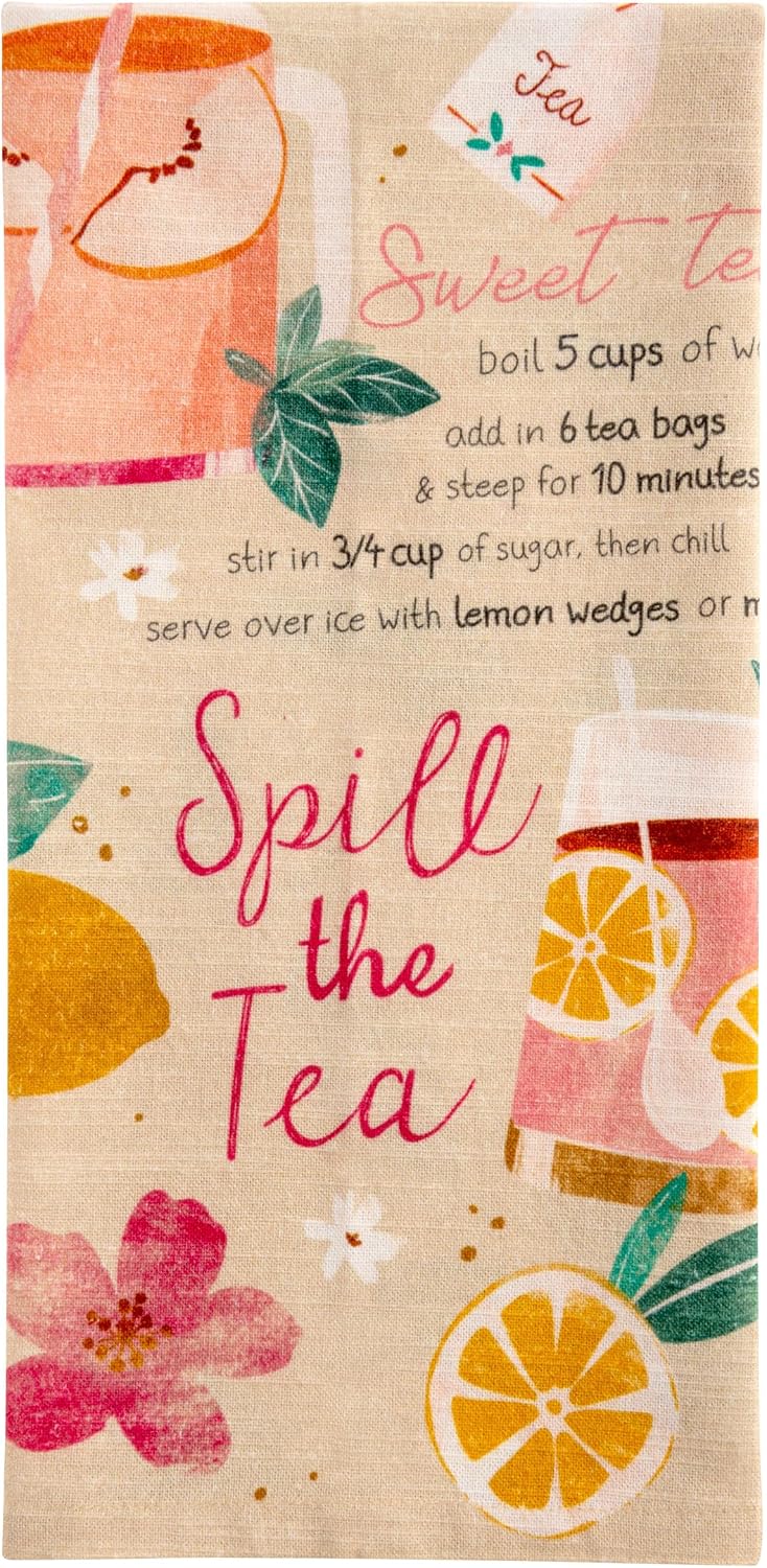 Karma, Eclectic Tea Towel, 100% Cotton Hand Towel for Kitchen – Housewarming Gift for Hostess Boho Kitchen Home Décor, Sweet Tea