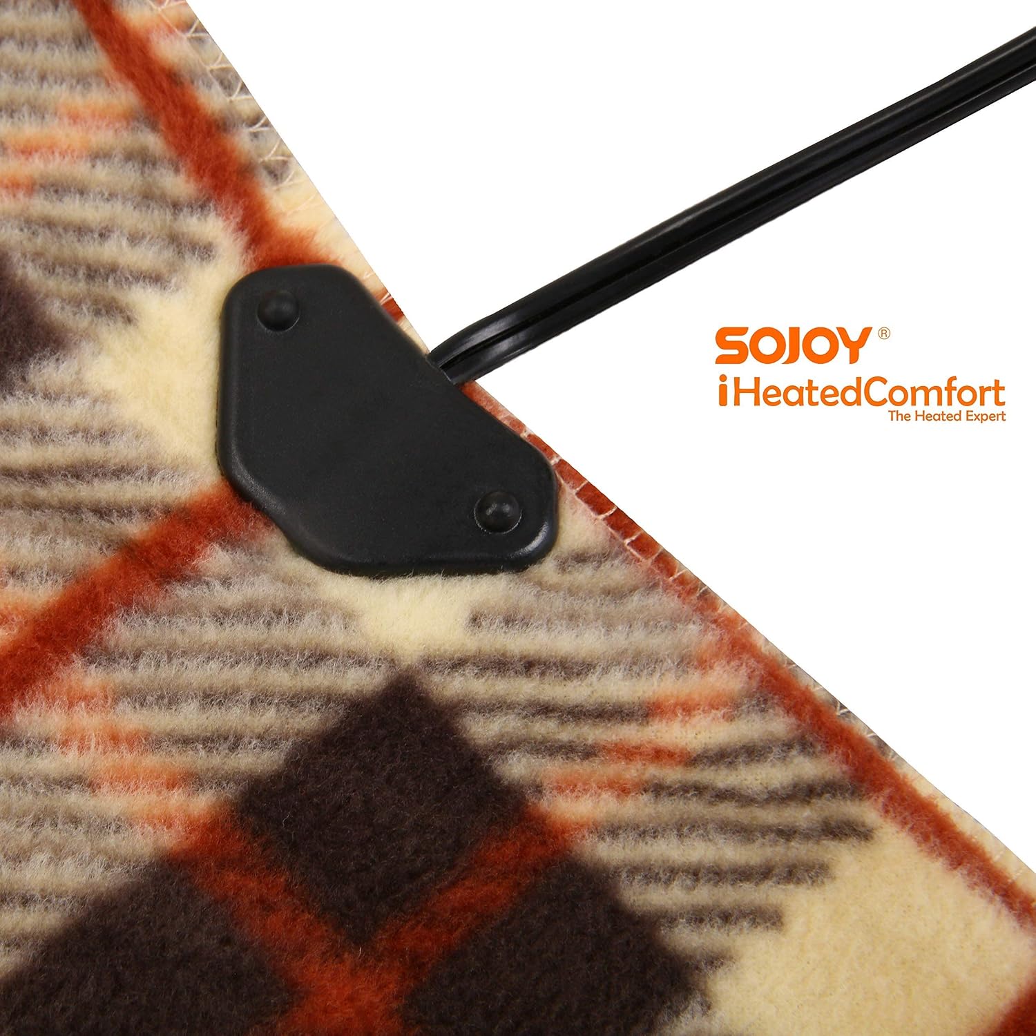 Sojoy Heated Blanket, Electric Blanket Throw 40"x60", 3 Fast Heating Levels,30'/45'/60' Min Auto Off, UL Certification, Overheating Protection, Fleece Heating Blanket(Checkered Cream&tan)