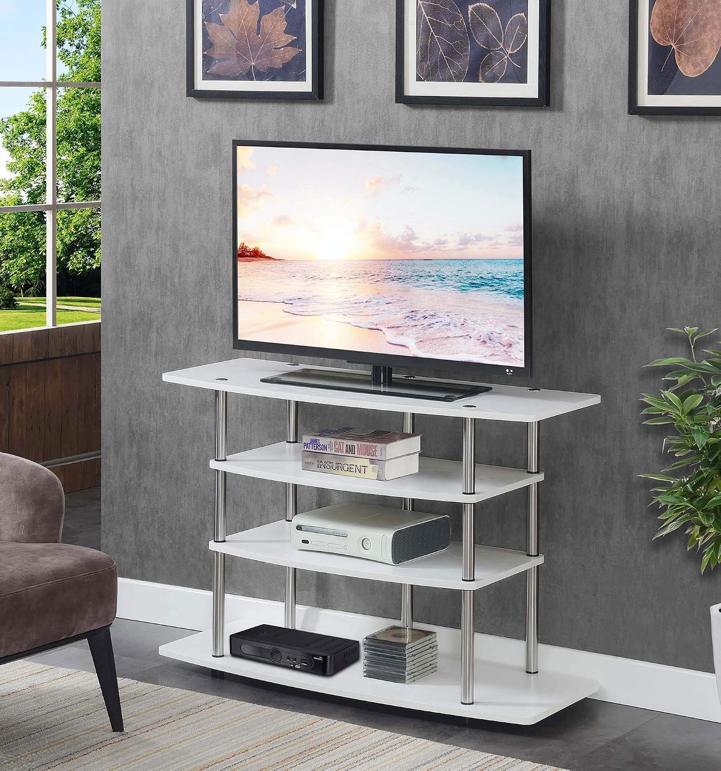 Convenience Concepts Designs2Go Tools Wide Highboy TV Stand, White