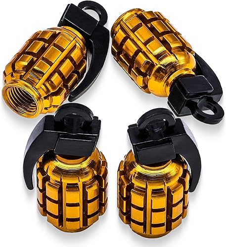 4 tapas de válvula de neumático estilo granada, tapas de válvula de neumático de acero inoxidable para automóviles, camiones, SUV, motocicletas,
