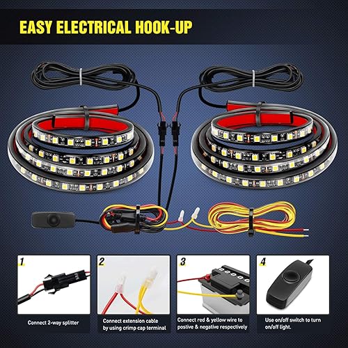 Miniatura 6 de Nilight Tira de luz LED para cama con interruptor de encendidoapagado fusible cable de extensión para carga