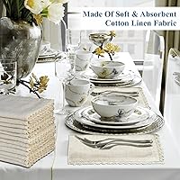 Vista 5 de Paquete de 12 servilletas de lino de algodón de 18 x 18 pulgadas, servilletas decorativas lisas, suaves, absorbentes, cómodas, ideales para eventos