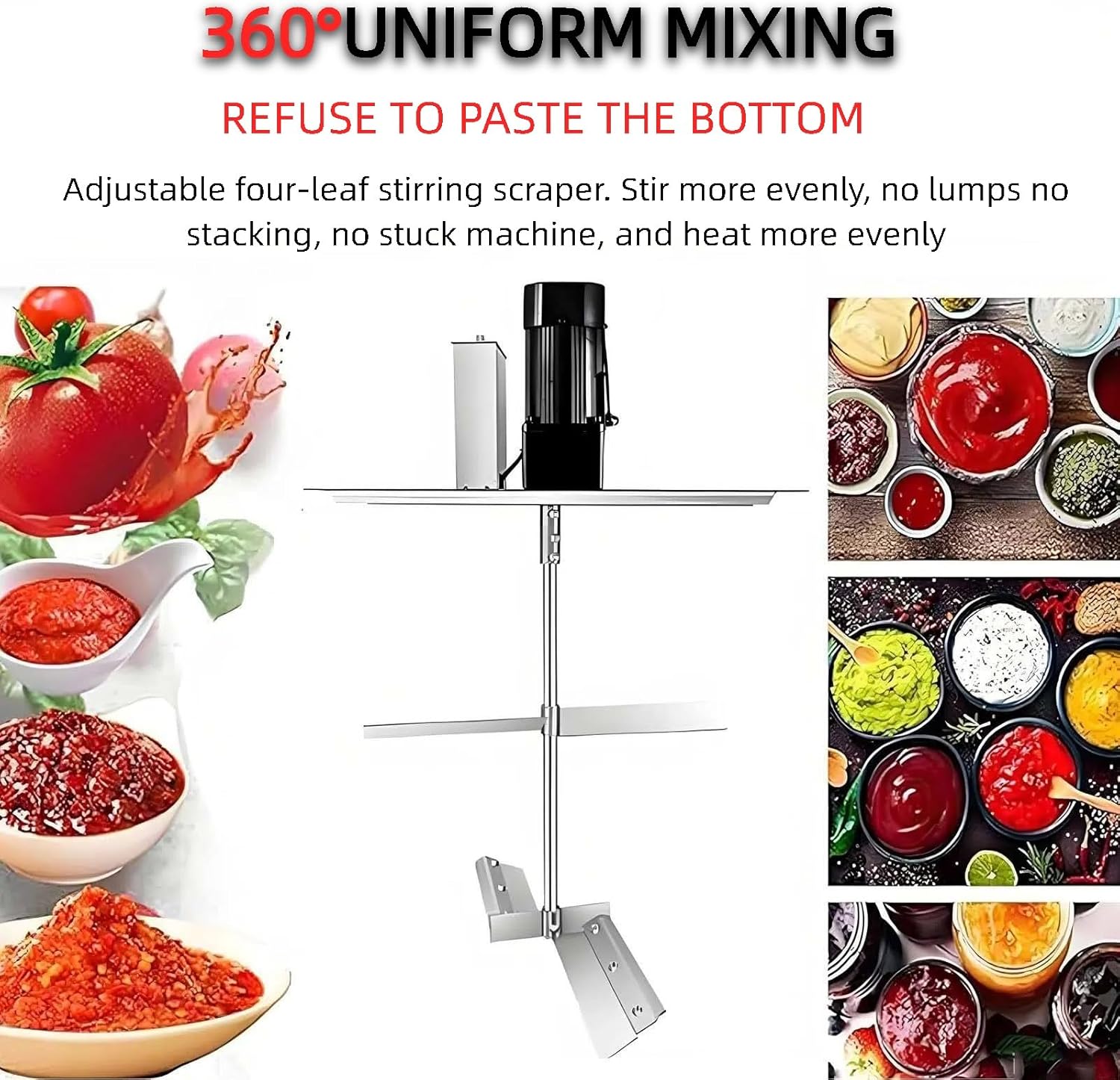 Automatic Food Mixer 15L/25L/40L/60L,Commercial Automatic Pot Stirrer,Stainless Steel Mixing Machine,Adjustable Speed Control for Making Jam, Sauce(60L)
