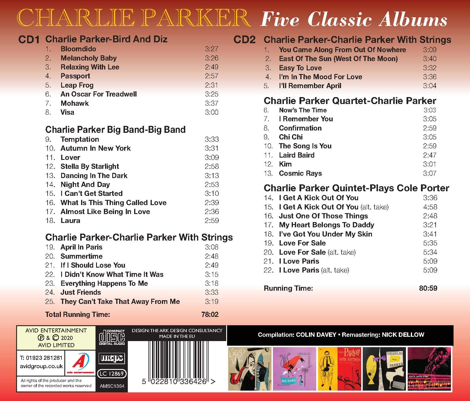 Charlie Parker Five Classic Albums Bird And Diz Big Band With Strings Plays Cole Porter